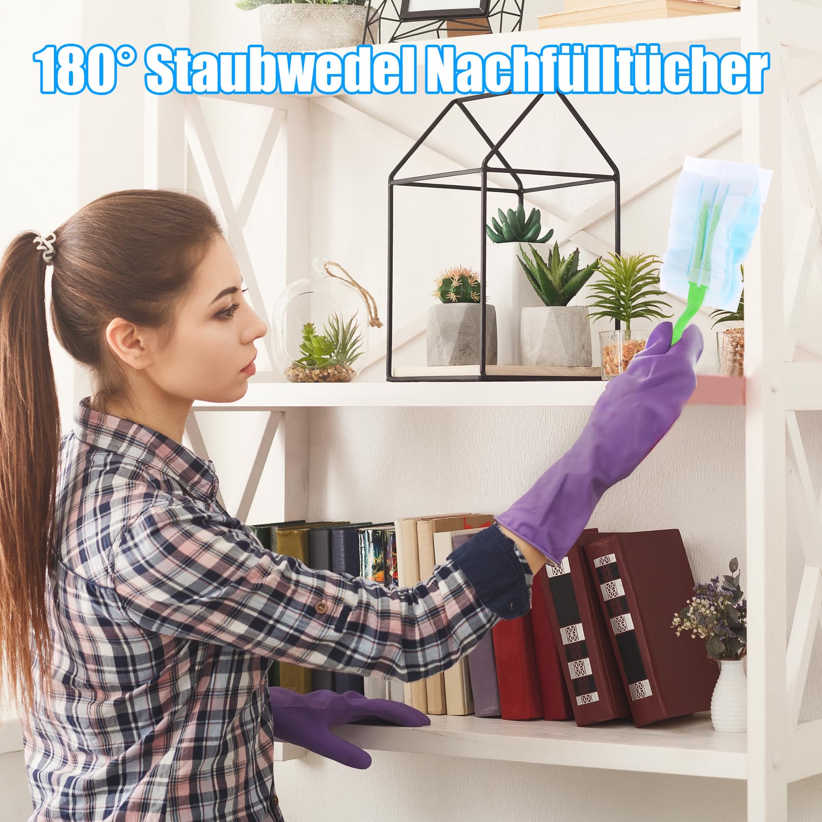 51 Pezzi per Swiffer Piumini Ricambi Kit, Ricariche per Spolverino,con 1 Maniglia Retrattile,Può essere utilizzato per una Serie di Attività di Pulizia Quotidiana in Casa e in Ufficio