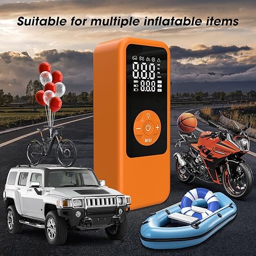 Miniatura 3 de Inflador de neumáticos inalámbrico, compresor de aire portátil, bomba de aire inalámbrica de inflado rápido de 150 PSI con luz LED, apagado