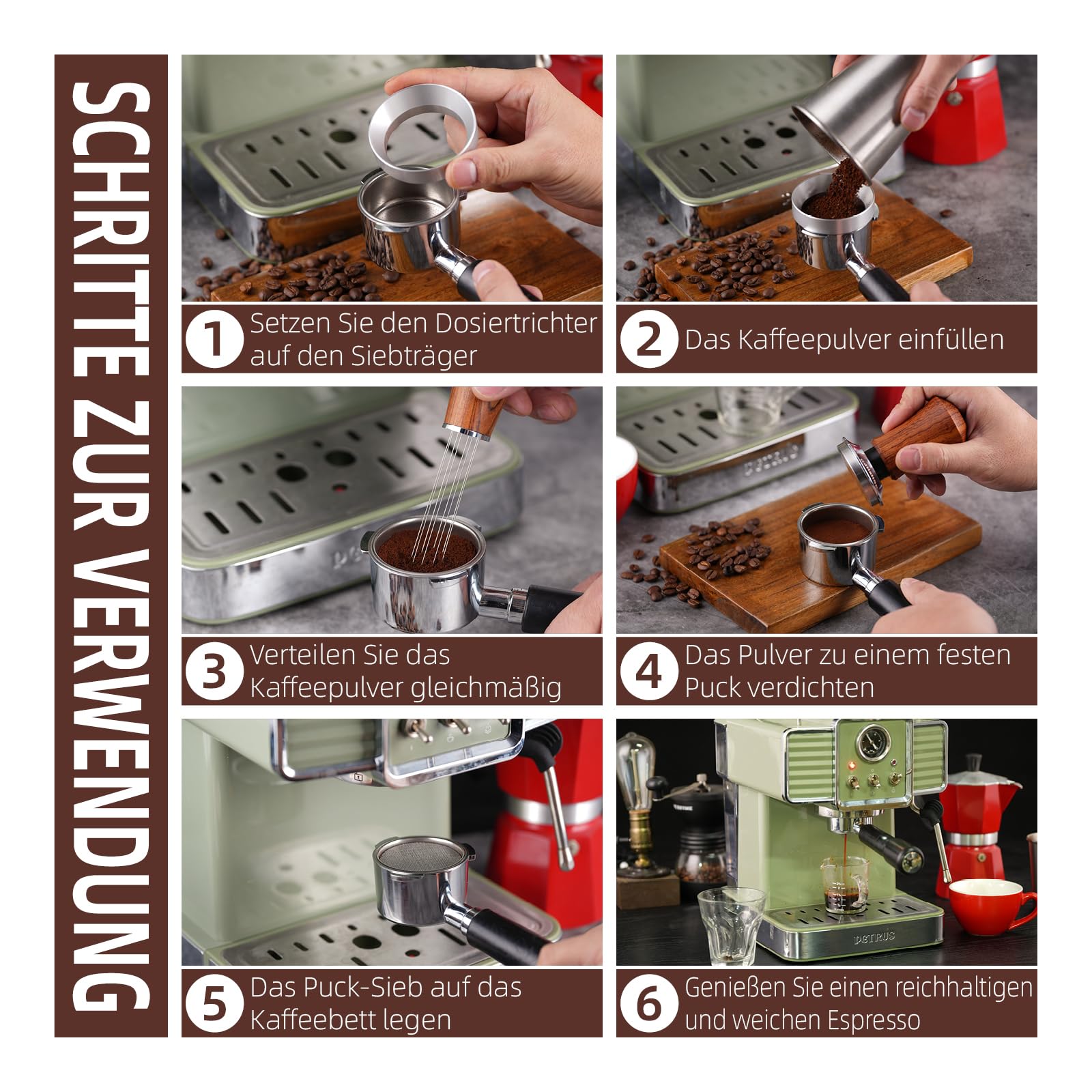 51mm Siebträger Zubehör Set,Kaffee Tamper,WDT Tool,Dosierring & Tampermatte Set,Siebträgermaschine Zubehör,Barista Zubehör für Siebträger 51 mm