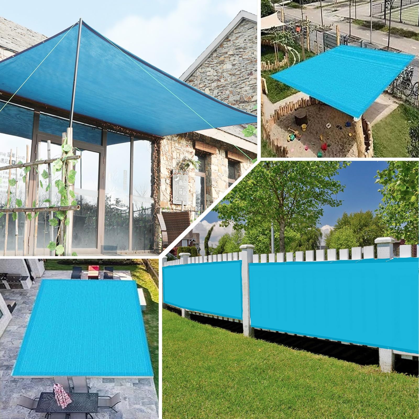 Balkon 50 x 300 cm tkanina chroniąca przed promieniowaniem UV z przelotkami, osłona balustrady na taras, niebieska osłona na taras i balkon