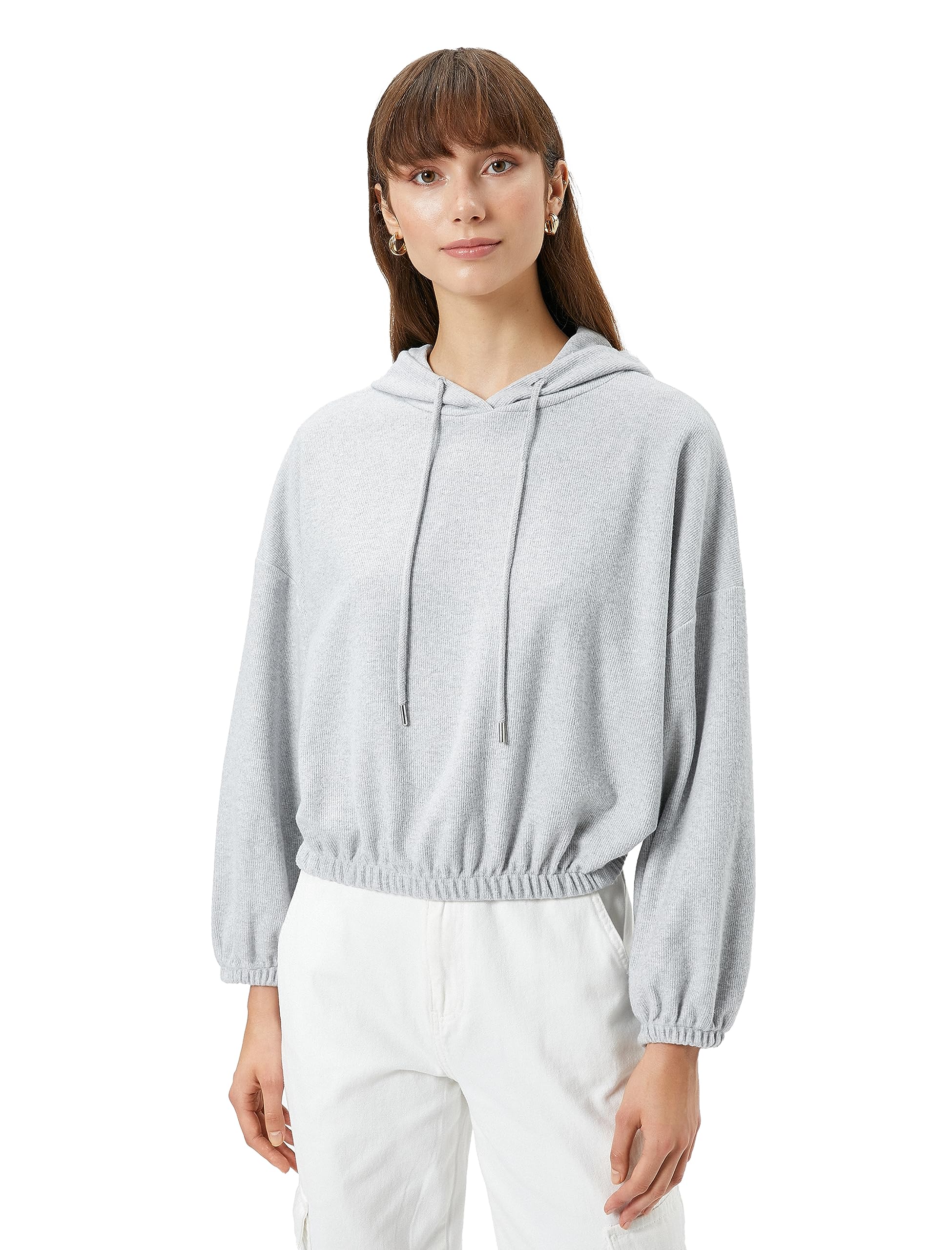 Koton Koton Kapüşonlu Sweatshirt Beli ve Bilekleri Lastikli Kadın