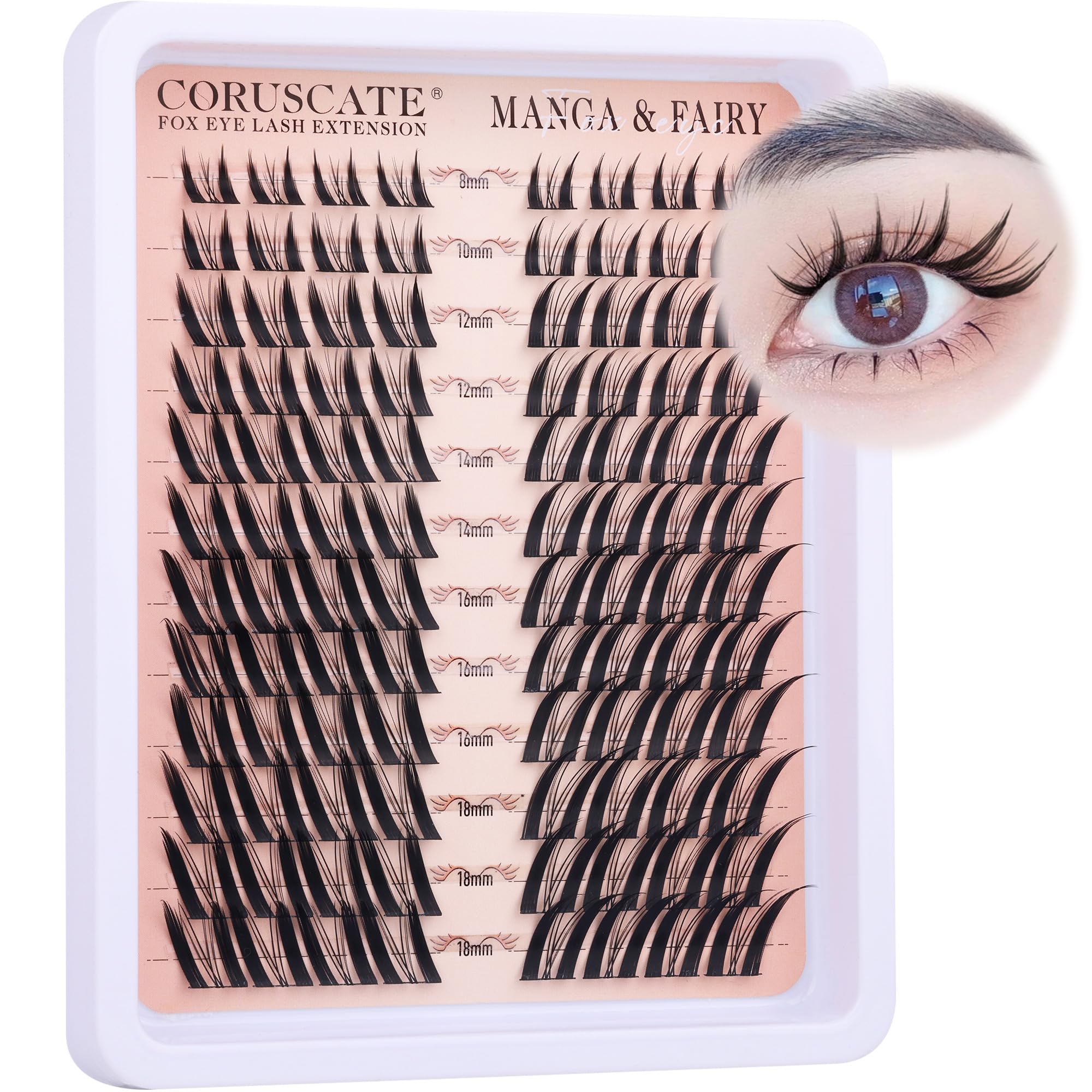 Manga Individual Eyelashes Anime Cluster Lashes Individual Cluster 8-18mm Japanese Style Eyelash Clusters DIY Spiky Lash Extension Thin Band False Eyelashes Fox Eye Lashes Spikes by CORUSCATE
