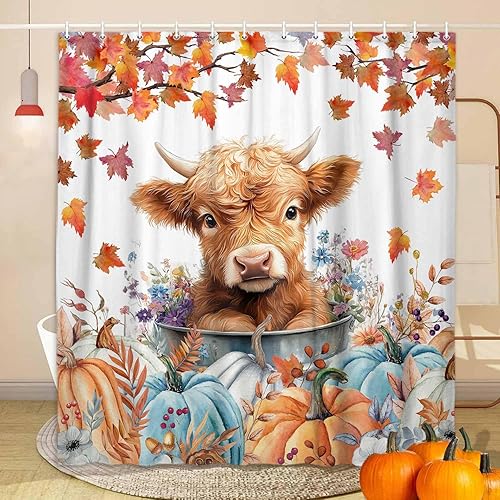 Miniatura 9 de JAWO Funny Bear Shower Curtain, Farmhouse Rustic Wildlife Sunflower Shower Curtain Set, Western Animal Cute Fabric Bathroom Accessories, with Hooks