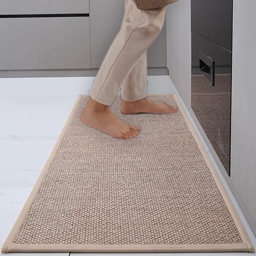 Miniatura 10 de Yancorp Tapetes de cocina para suelo de 17.3 x 29 pulgadas, alfombra de cocina de yute, color gris, lavable, antideslizante, tapetes de cocina