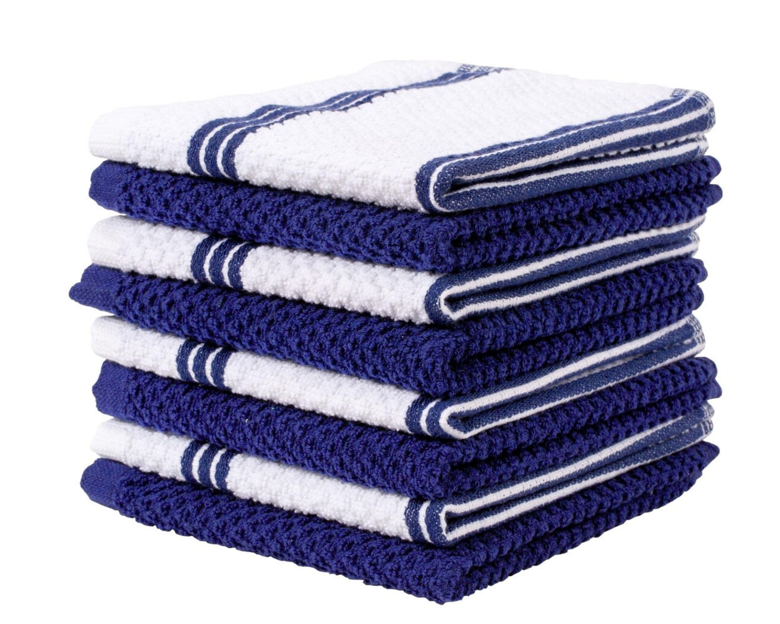Living Fashions Blue 8 Pack Dish Cloths For Washing Dishes - 100% Cotton Absorbent Dish Towels Size 12" X 12" - Perfect Rags For Washing Dishes - Kitchen Rags And Washcloths For Dishes (Blue)
