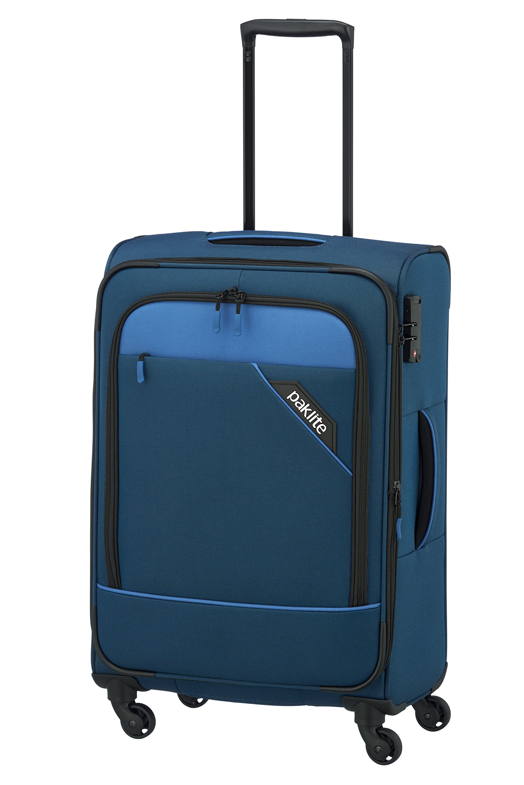 paklite travel soft shell suitcase 4 wheels, suitcase medium, expandable, DERBY, stylish trolley with expansion fold, TSA lock, 66 cm, 69 - 79 liters