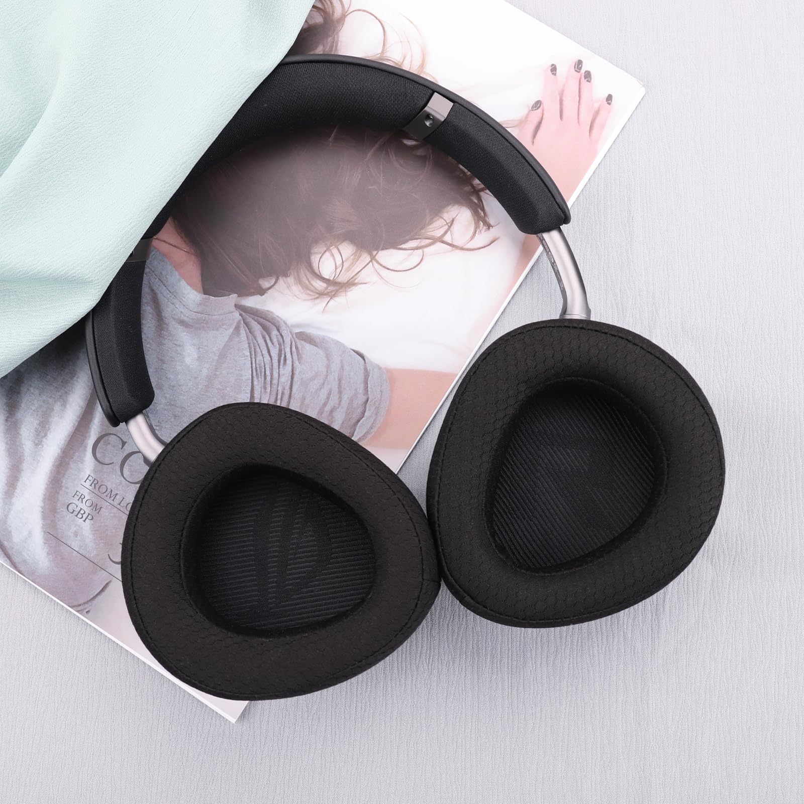 Ersatz-Ohrpolster, kompatibel mit ASUS ROG Delta II Headset, atmungsaktive Netz-Ohrpolster mit Memory-Schaum (Netzgewebe, schwarz)