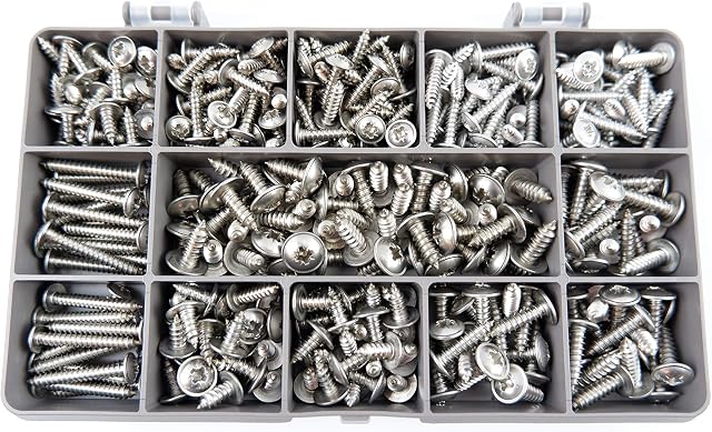 Box of 320 Assorted Flange Pozi Pan Self Tapping Screws. A2-70 Stainless Steel NUTS"N BOLTS®