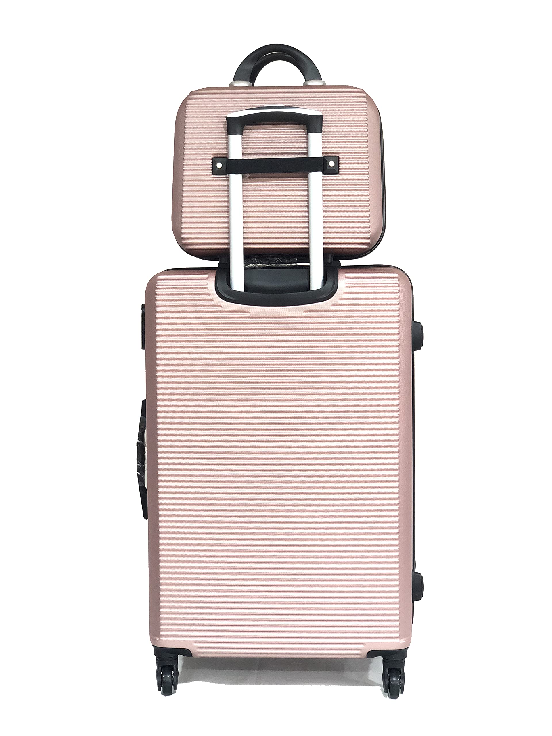 CELIMS - Set Valigie | Valigia Media 20 kg Rigida Oro Rosa + Beauty Case da Viaggio 35cm | Valigia da Stiva 65cm Donna | Trolley Medio 65cm con 4 Ruote