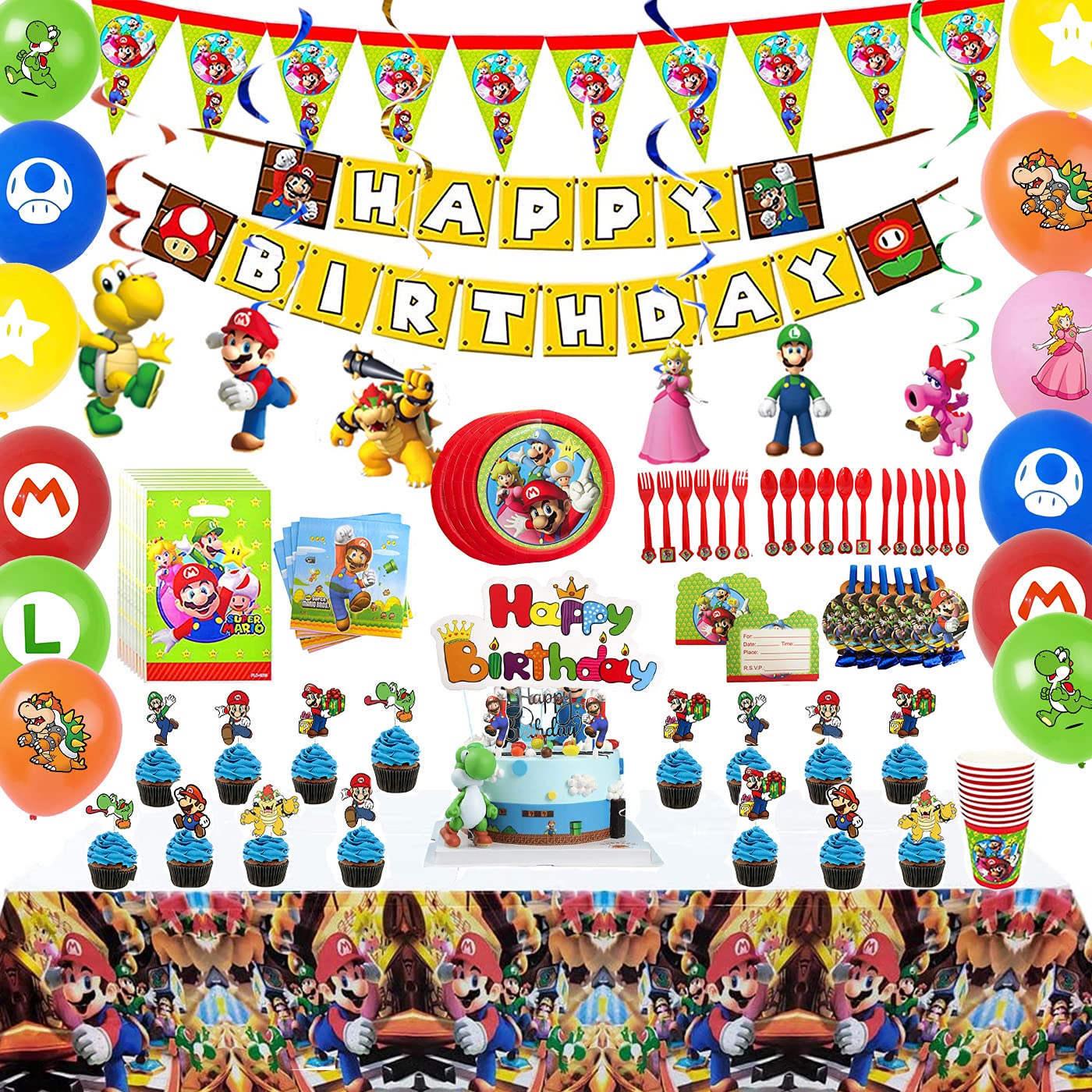 Buy Super Mario birthday Party Supplies Set 144pcs Birthday