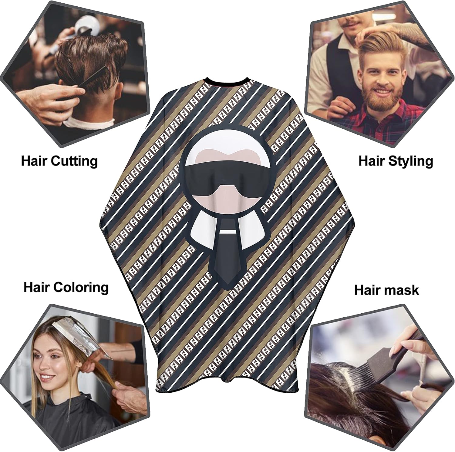 Cool Men Barber Cape for Men Professional Hair Cutting Salon Cape with Snap Closures Waterproof Large Hairdressing Styling Cape Gown for Barber- 63”× 56” (Stripe) : Beauty & Personal Care