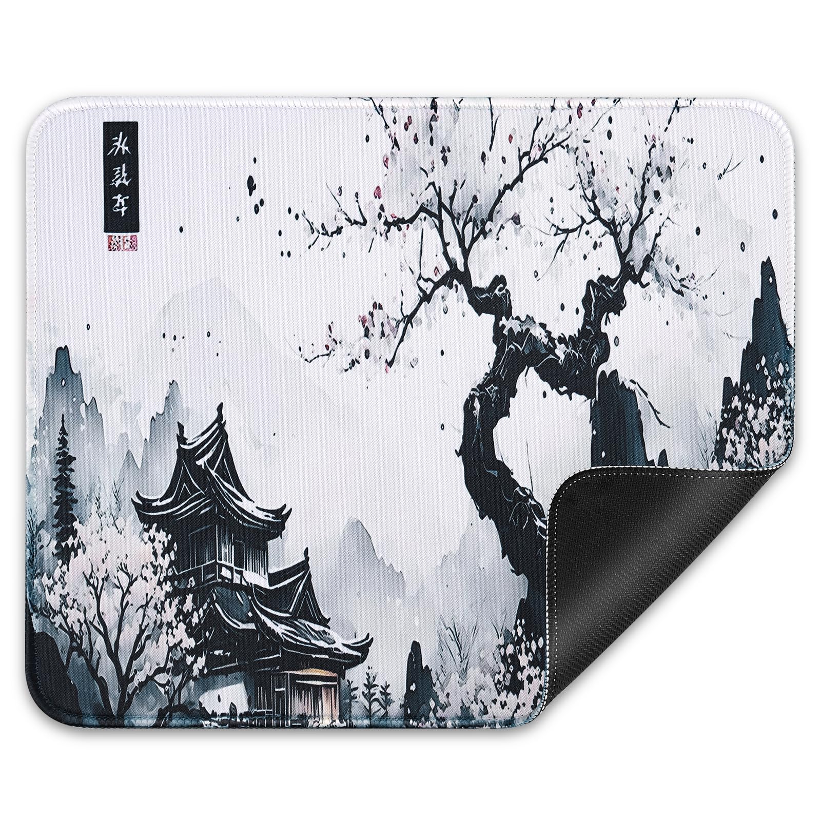 Yimomoyi Japanische Mauspad 300 x 250mm, Klein Mouse Pad, Gaming Mousepad, rutschfeste Gummibasis Mousepad Für Home Office