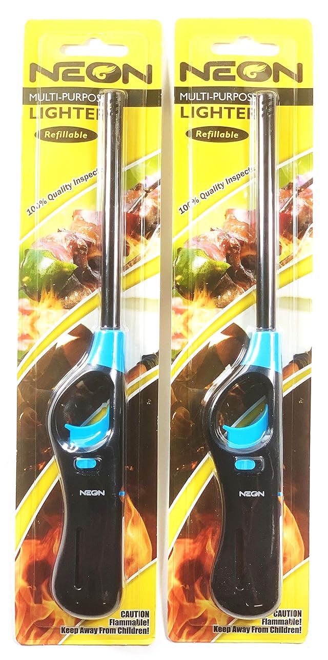N T Neon Utility BBQ Stick Lighters 2 Pack