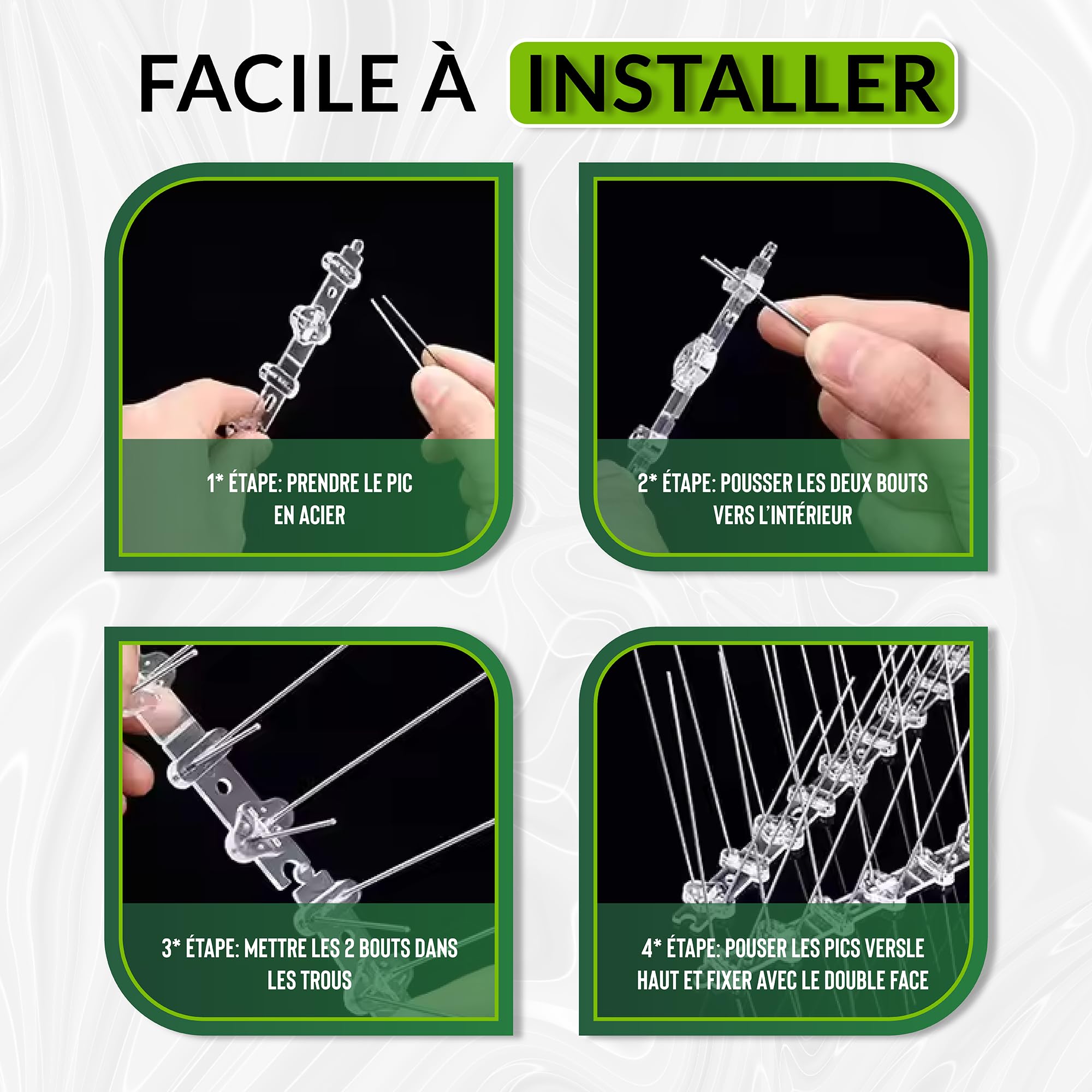 Pic Anti Pigeon - 5 Mètres - Acier Inoxydable - 5M de Double Face Inclus - Pique Anti Oiseaux -Anti nuisible pour Balcon,fenêtre,Toit- Antipigeon- Pic Anti Chat (5 Mètres)
