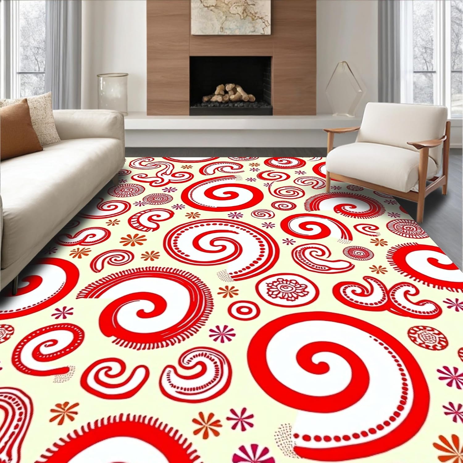 Amazon.com: ODIKA Ultra Soft Area Rug 5x7, Holiday Peppermint Swirl ...