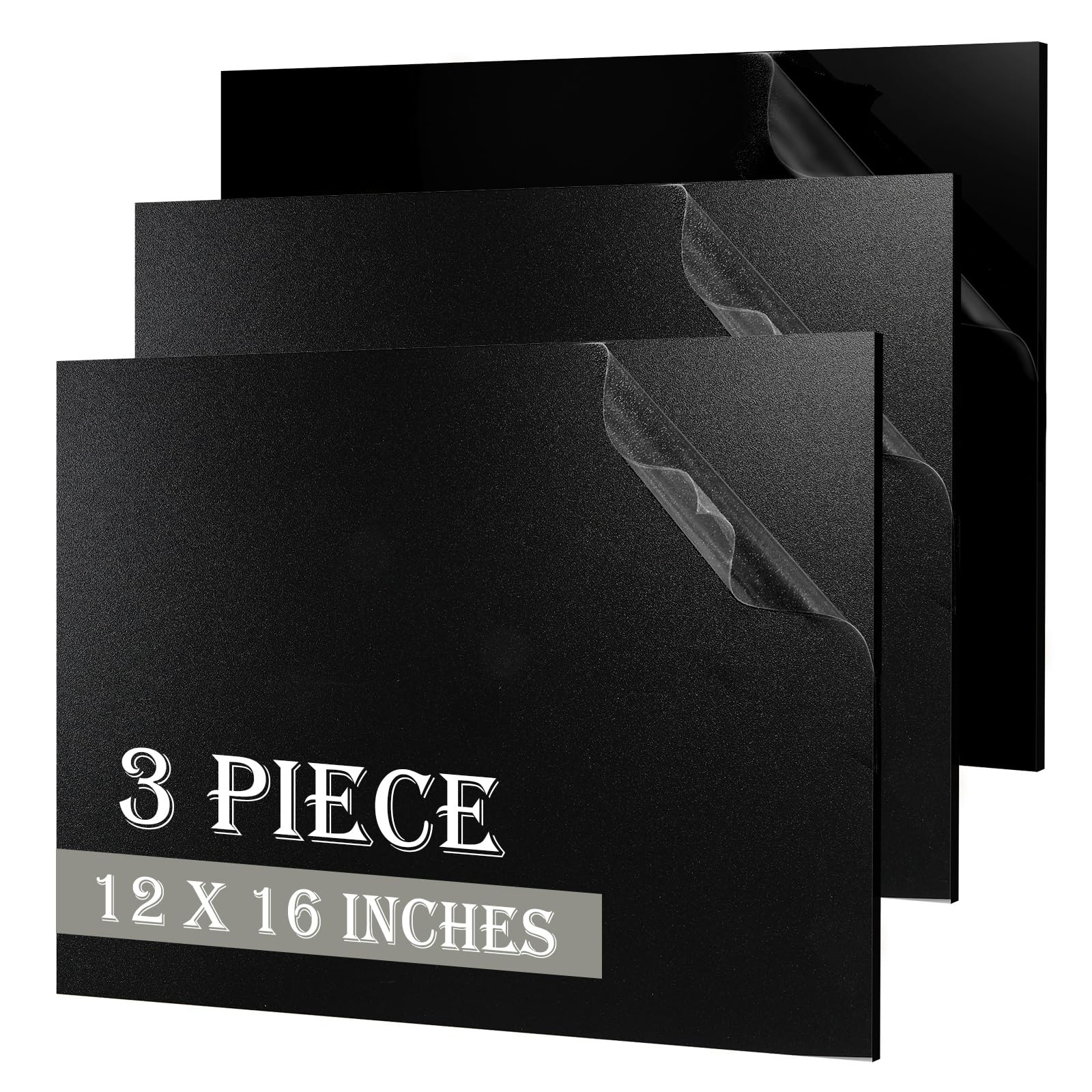 Black ABS Plastic Sheets - 3 Pack, 1/8" Thick -1 Black ABS Plastic Sheets - 3 Pack, 1/8" Thick -1