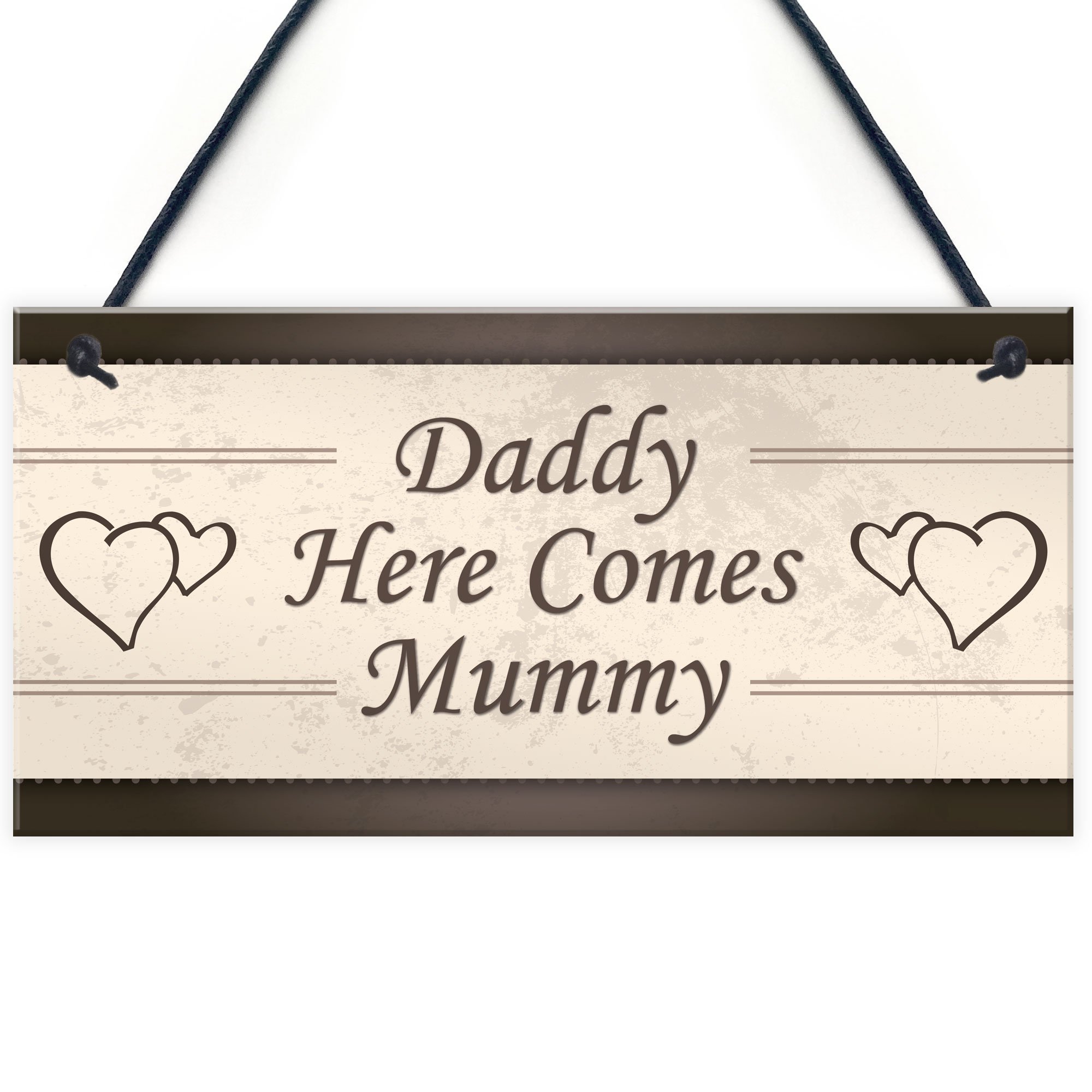 Red Ocean Wedding Reception Decoration Plaque Daddy Here Comes Mummy Chic Sign Mum Dad Child Present
