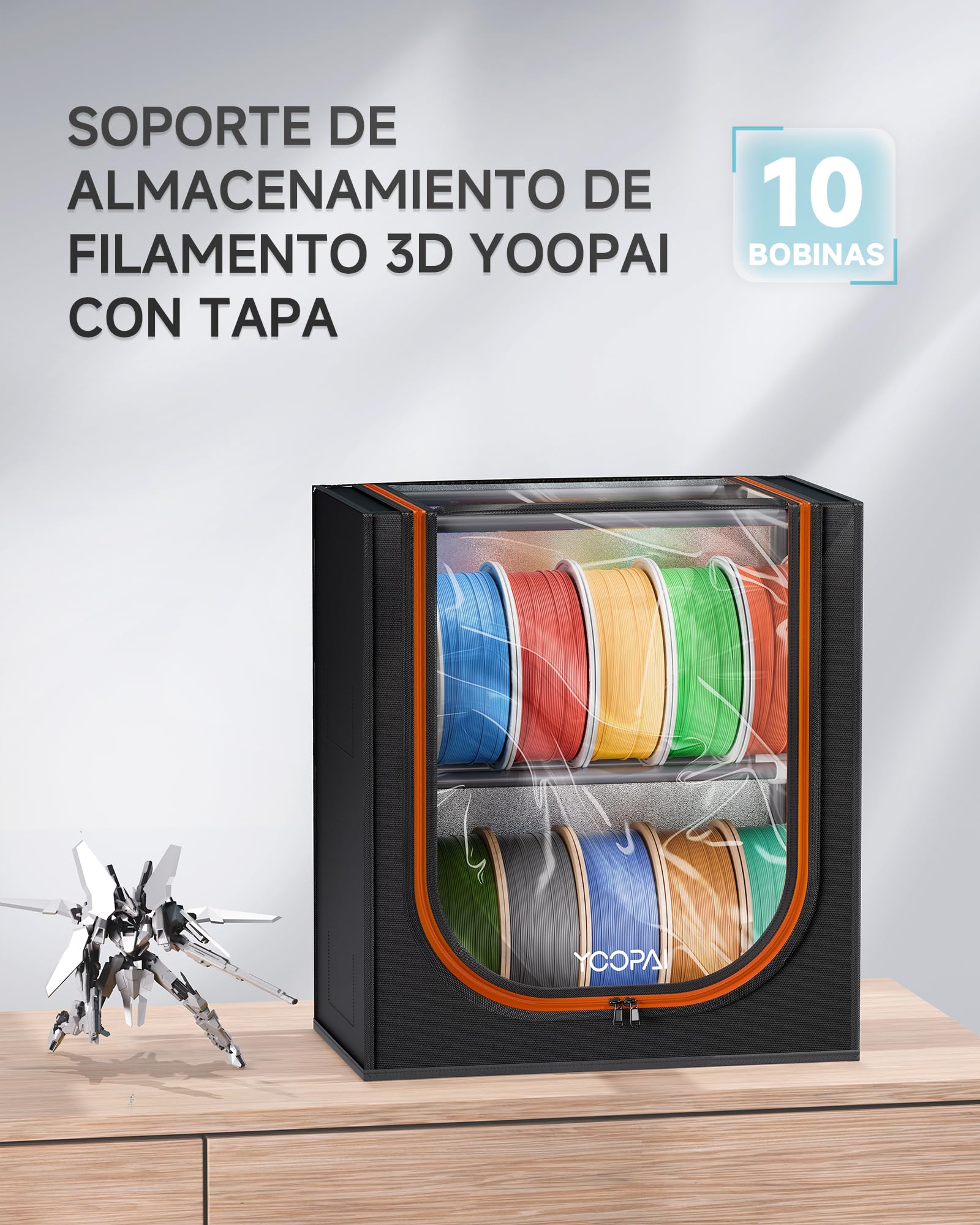 YOOPAI Cubierta de tela para almacenamiento de filamentos, 10 rollos