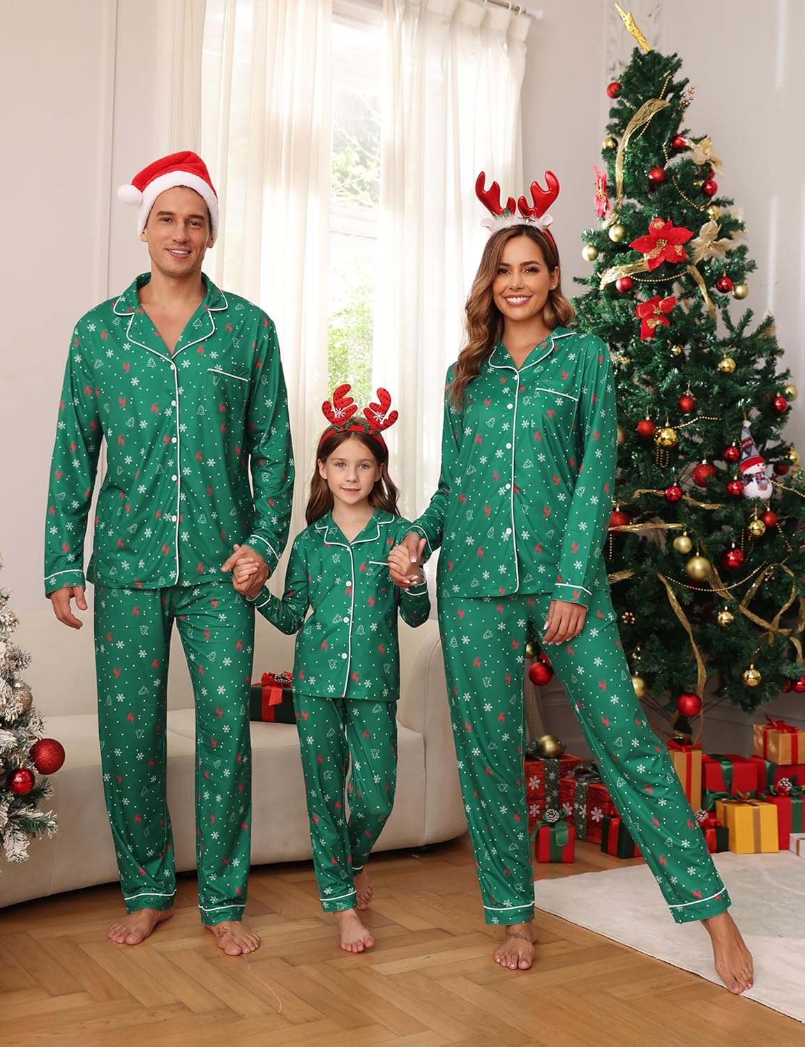 iClosam Christmas Family Matching Pajamas Long Sleeve Button Down Pj Set Festival Party Sleepwear - Image 6