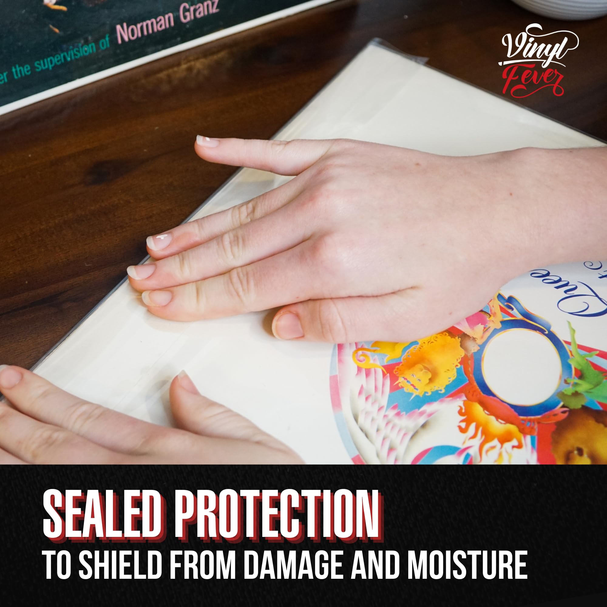Vinyl Fever Fundas exteriores resellables para discos de 12 pulgadas (paquete de 75) | Cubiertas de polipropileno de 3 mm con solapa protectora premium que cubre y sella los álbumes completamente para