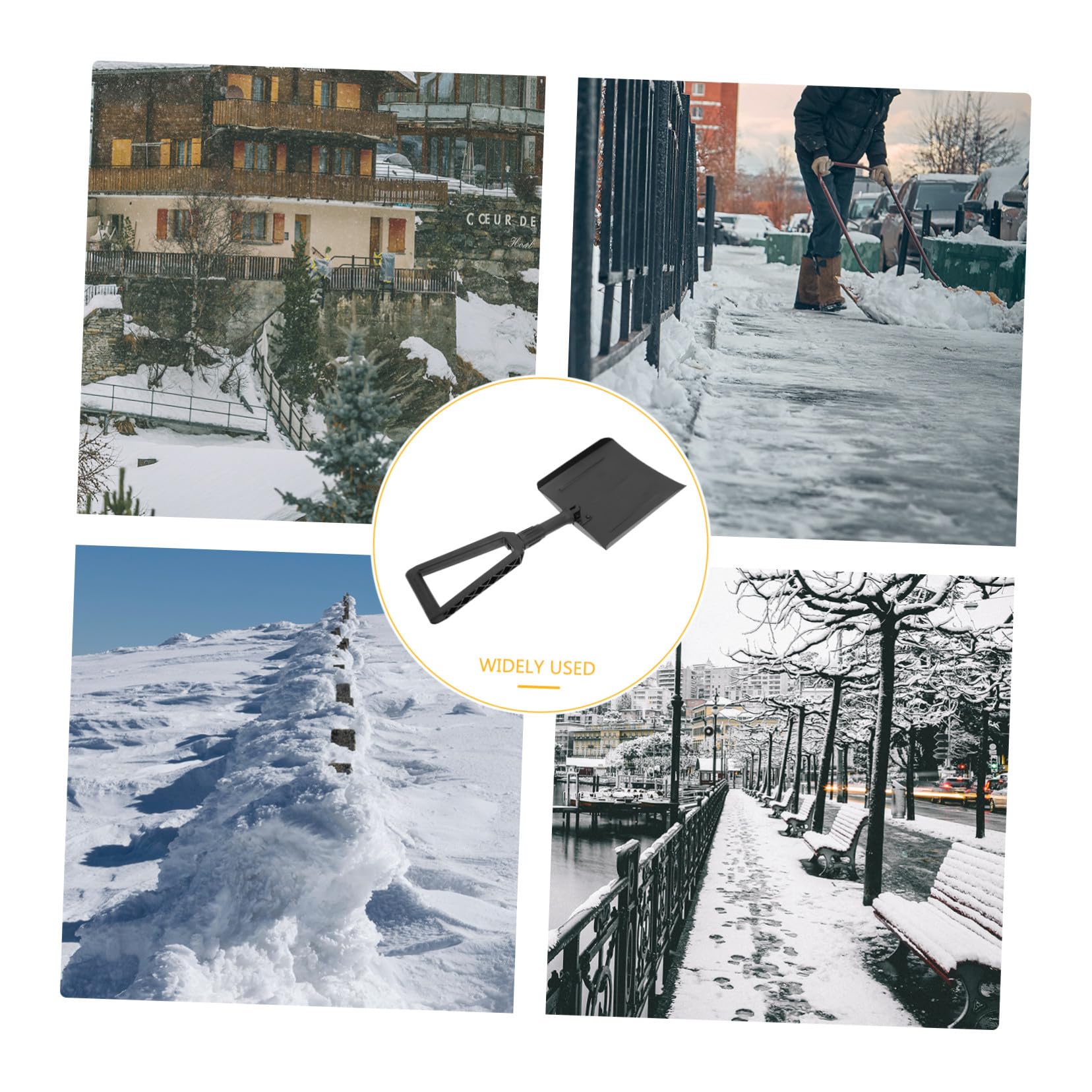 GALPADA Klappbare Schneeschaufel aus Kunststoff und Eisen mit Einziehbarem Design und Rutschfesten Griffen für Einsatz bei Winterlichem Schneefall und Notfällen