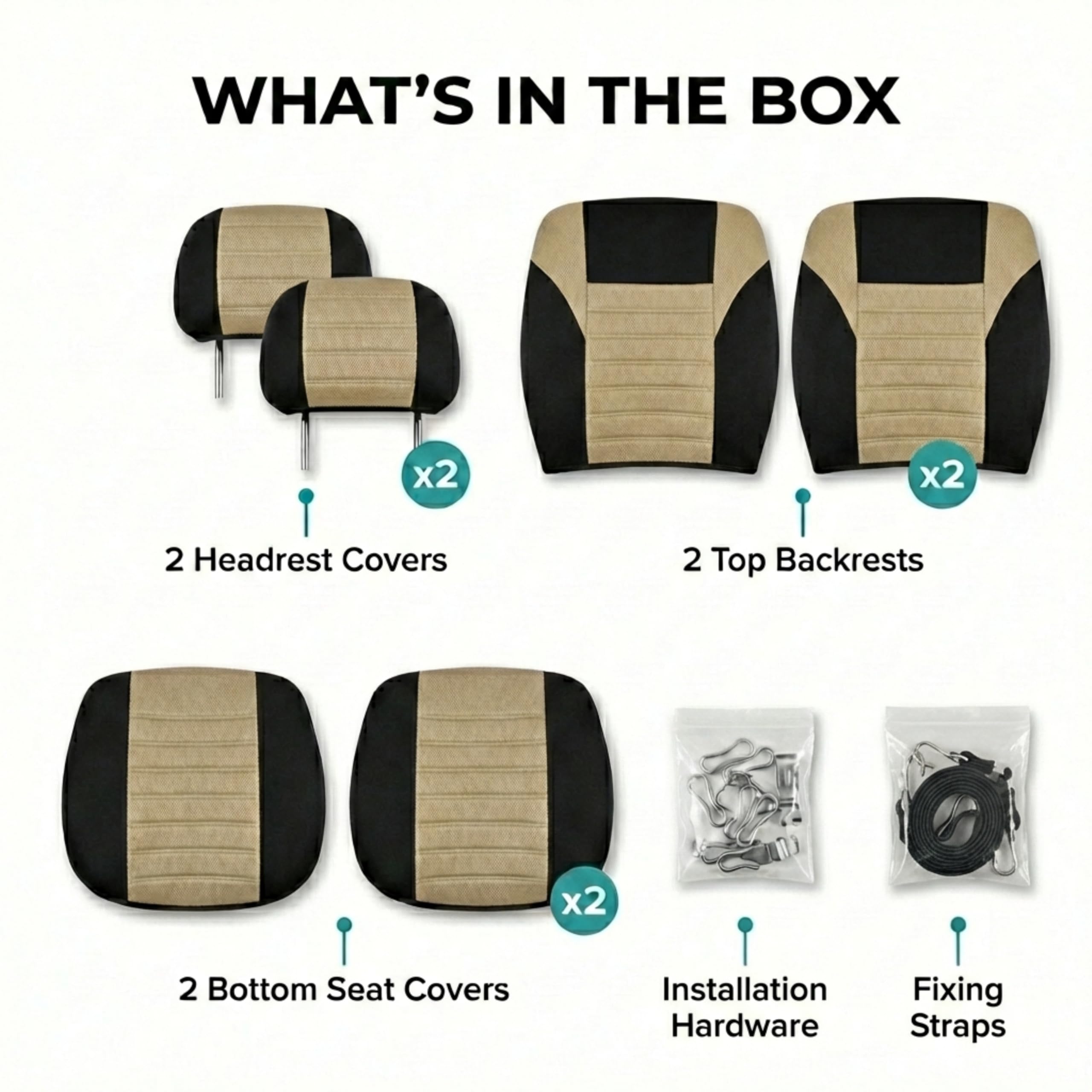 FH Group Automotive Car Seat Covers Front Set Premium 3D Air Mesh Front Seat Covers Airbag Compatible Universal Fit Interior Accessories for Cars Trucks and SUVs - Beige product thumbnail 9