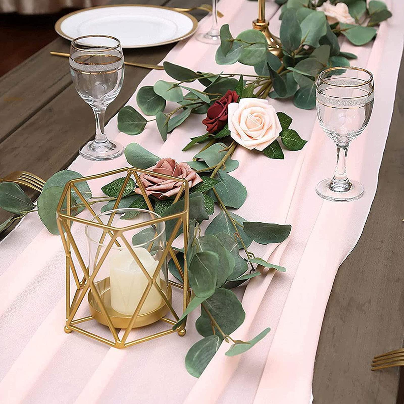 BOXAN Runner Da Tavola Trasparente Fucsia: 90x300 Cm, In Poliestere Lavabile, Per Tavolo Buffet, Matrimoni E Feste Di Natale - 5