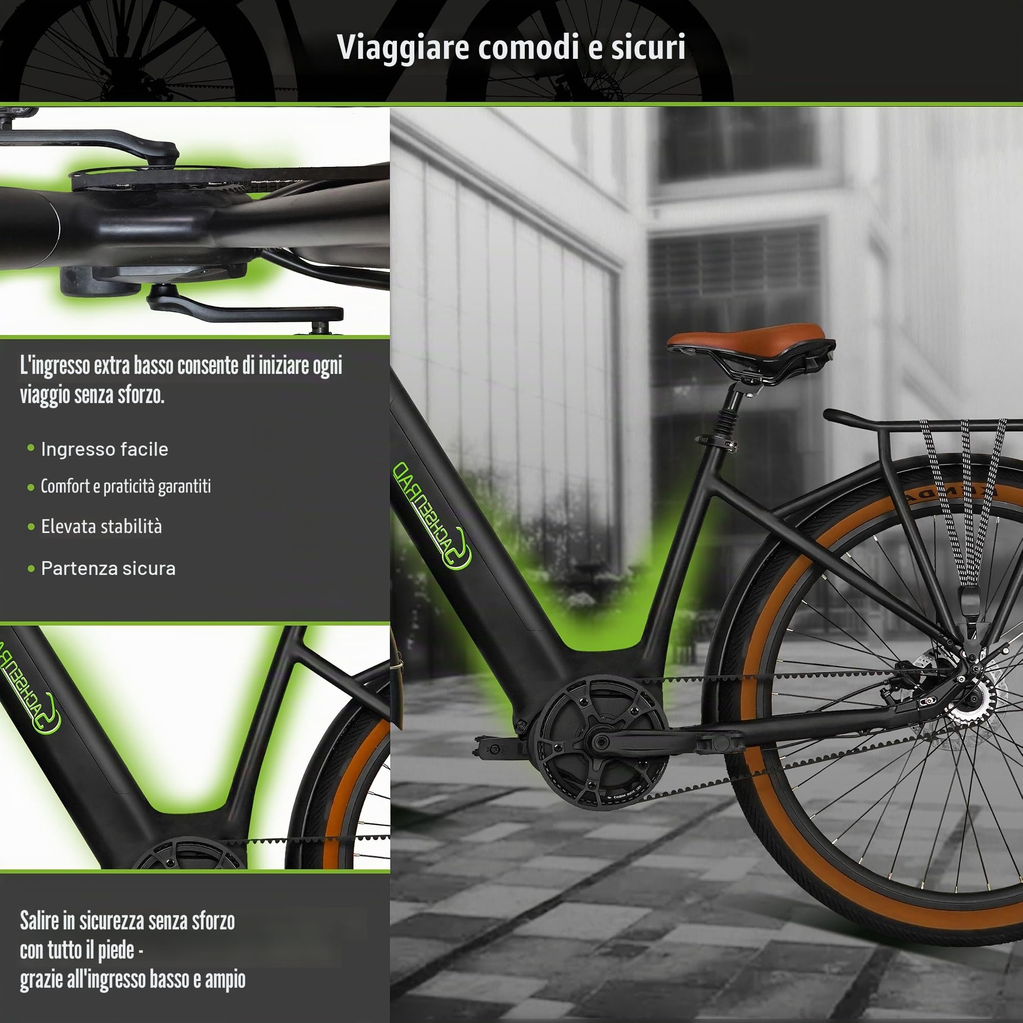E-SUV All Terrain CityBike S5G Centro con cambio continuo e trasmissione a cinghia, motore centrale da 27,5" con entrata profonda