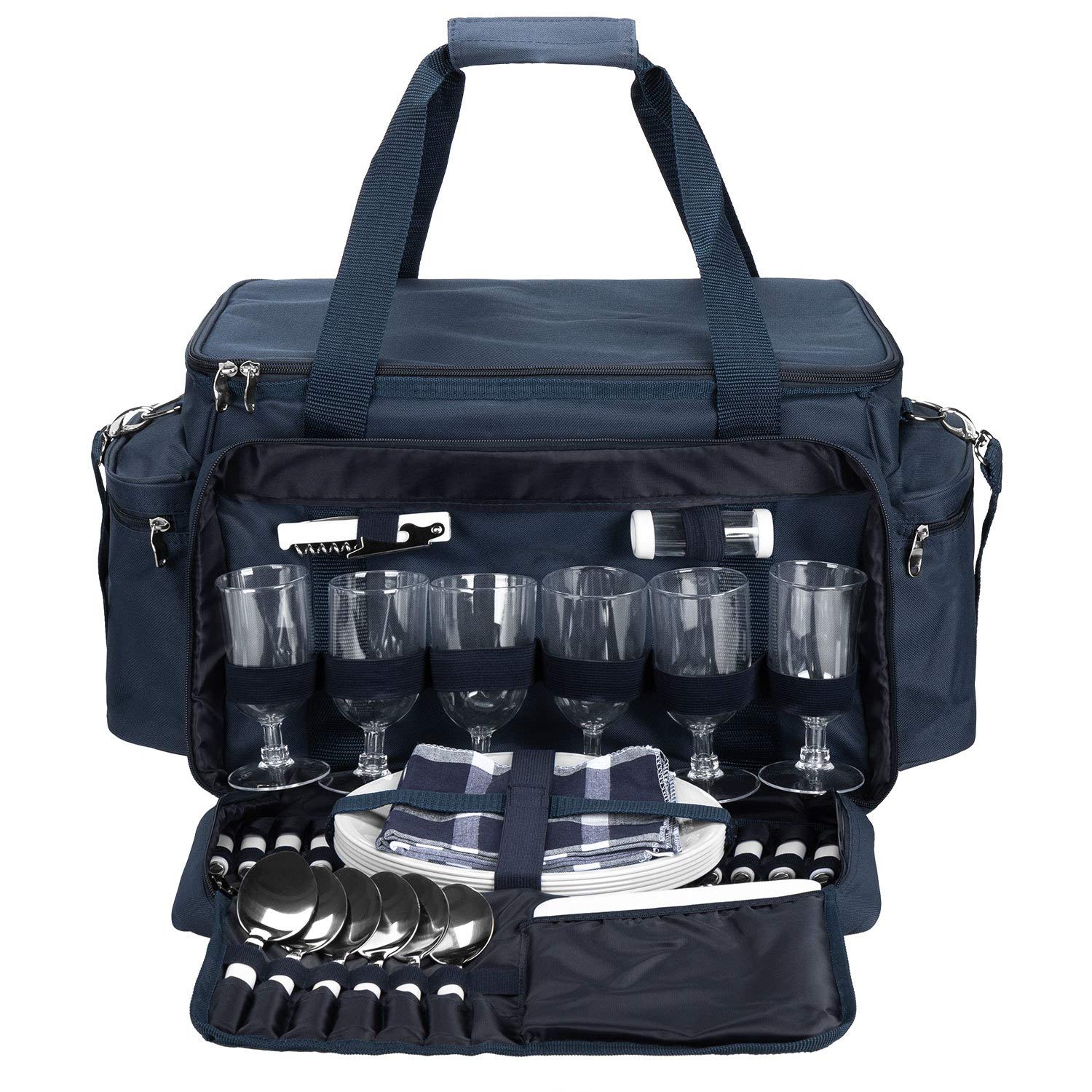 anndora XXL Picknicktasche 6 Personen Vollausstattung 57 Teile - Farbwahl