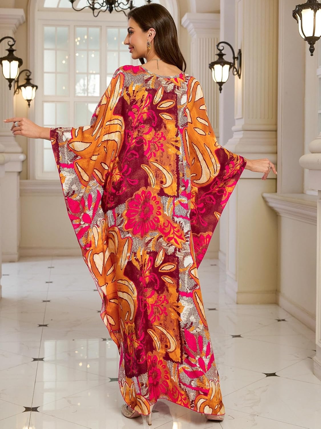 Women’s Kaftan Beach Cover Up Dress Plus Size Summer Swimsuit Loungewear Maxi Dress - Image 9
