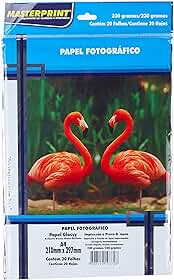 Papel Fotográfico Inkjet A4 Gloss Pacote com 20, Masterprint, 302010005, Branco, 230g