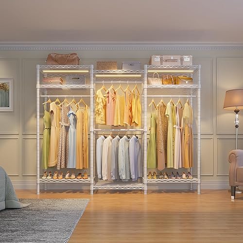 Miniatura 9 de VIPEK V5L i1 - Perchero resistente con luces LED regulables, 3000 K blanco cálido, percheros de metal para colgar ropa, armario independiente grande