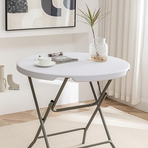 Miniatura 8 de BTEXPERT Folding Card Portable, 32" Round Plastic Table 2 Adult Chairs for Board Games Nights Gatherings Party Home Indoor Outdoor Lightweight,