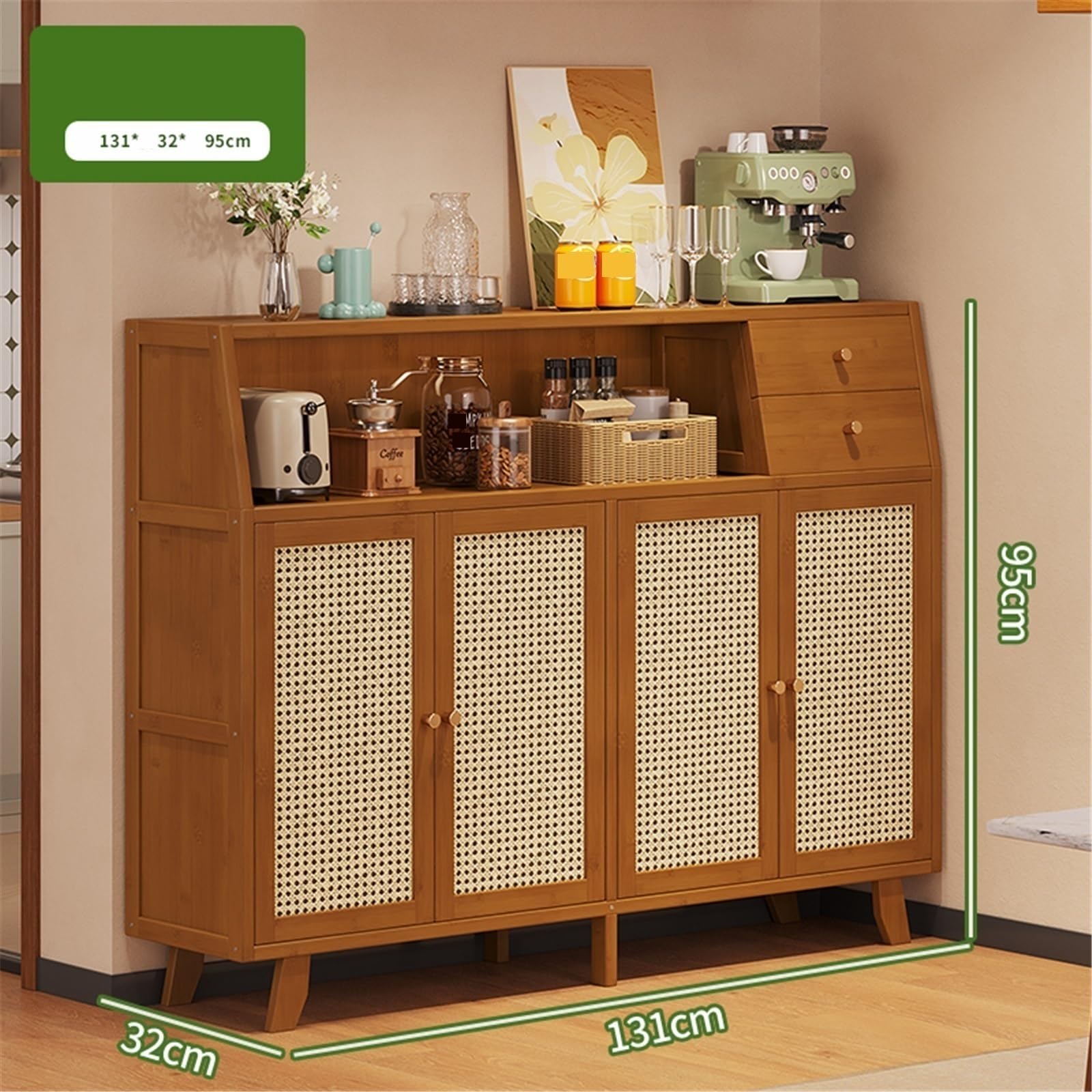 Mueble aparador Aparador de Cocina Estilo Retro for salón. Disponible en pie o for Colgar la Pared. Cuatro Puertas con cajones Dobles Mesa de Centro Consola
