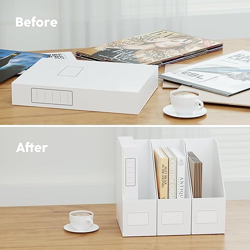 Miniatura 10 de JiaWei Portatarjetas negras para archivadores, 3 paquetes de cartón, organizador de oficina, almacenamiento de escritorio, archivador para estantes