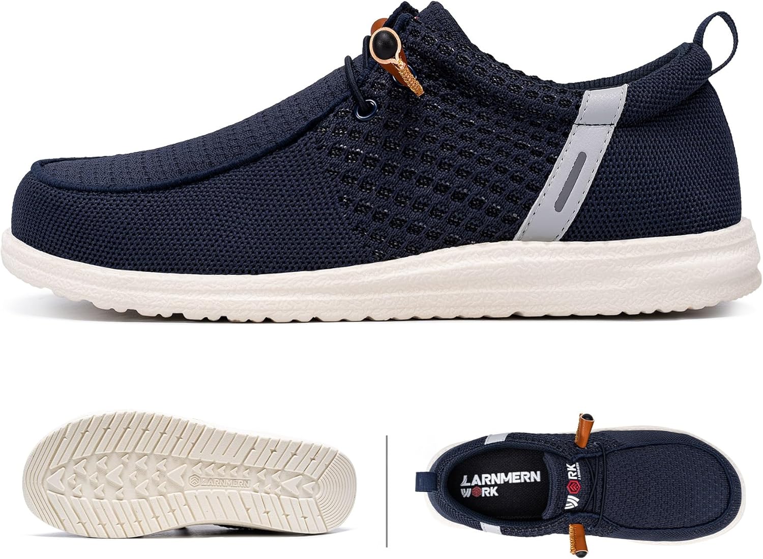 LARNMERN Slip On Steel Toe Shoes Men Lightweight Comfortable Lounging Walking Sneakers Steel Toe Loafers - Image 2