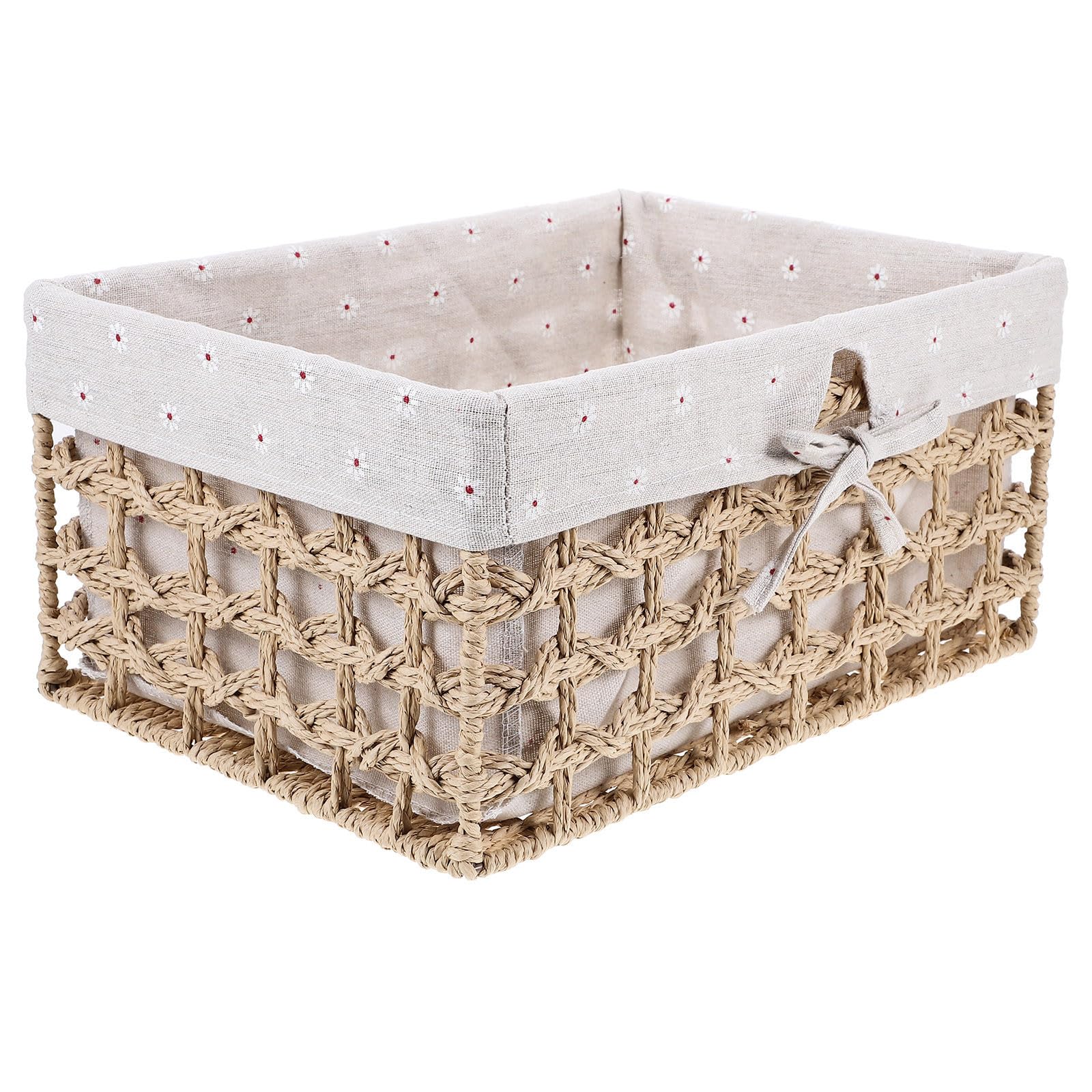Panier en herbe tissée Alasum, étui à jouets de bureau naturel kaki