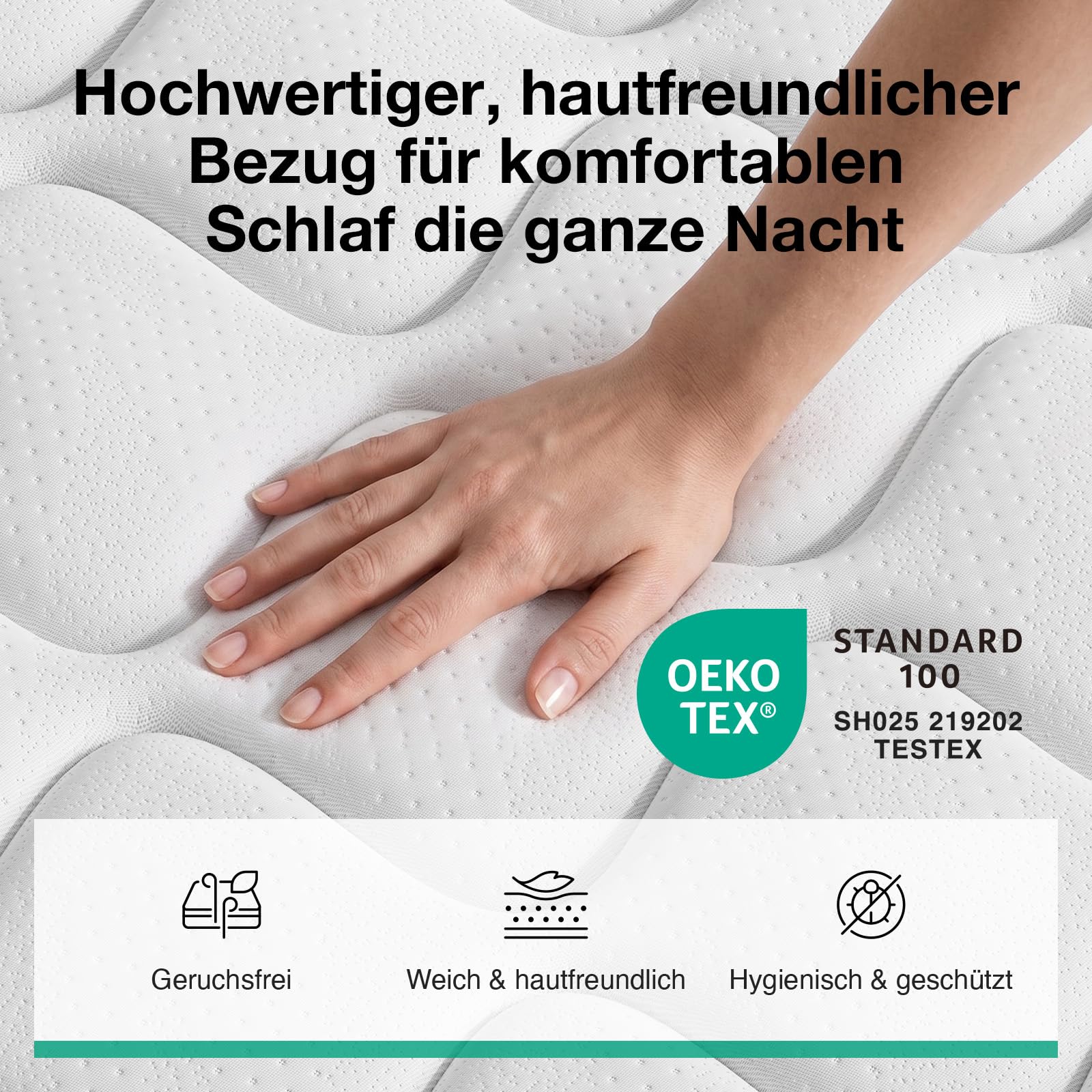 Novilla Matratze 140x200 cm 25 cm Höhe H3 mittelfest 7 Zonen Hybridmatratze | Taschenfederkernmatratze mit Komfortschaum Passt sich Körperformen natürlich an, Atmungsaktiver Unterstützung, Oeko-TEX®