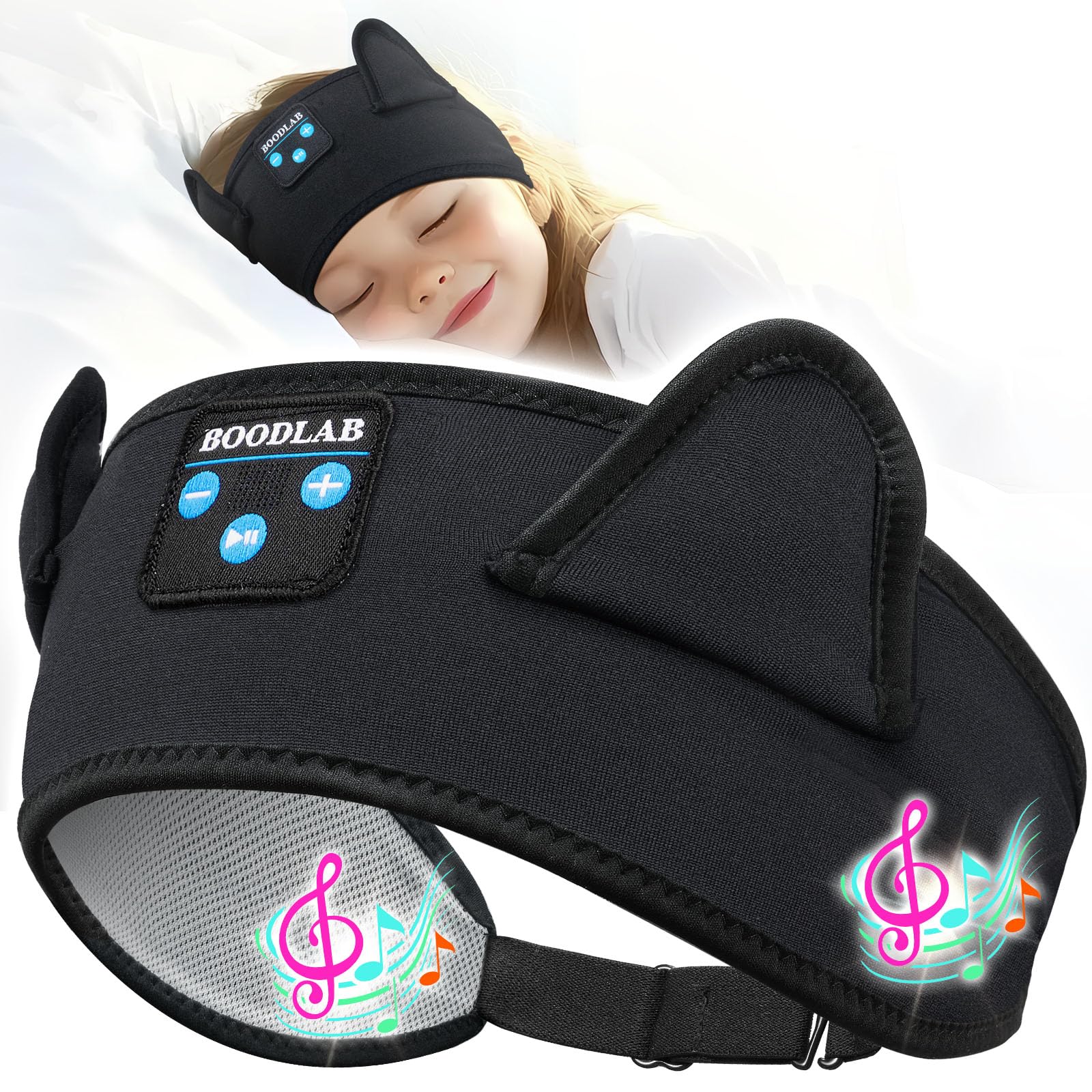 Boodlab Kids Headphones Headband Toddler, Baby for ipad, Bluetooth Toddler Headphones with Wired Playback 3.5 MM Jack,Airplane Travel Essentials for