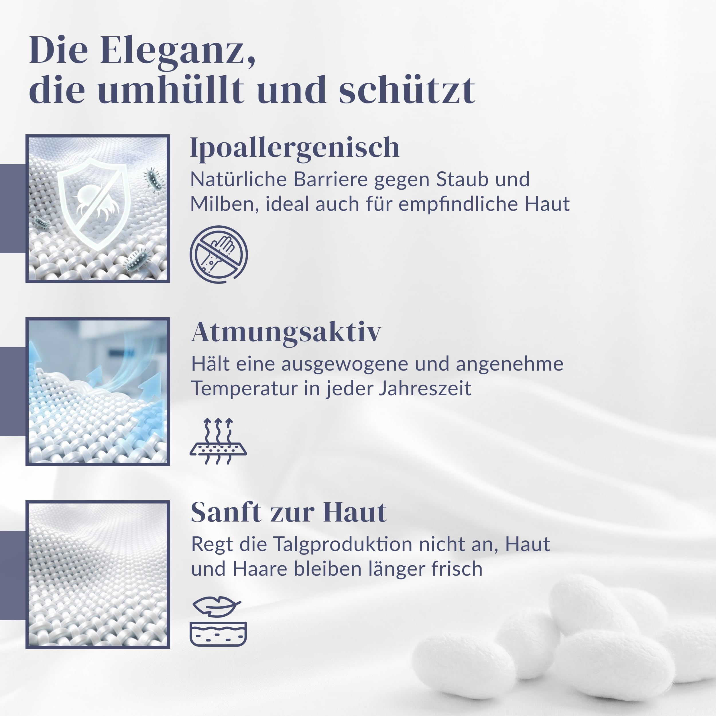 Ferò Kissenbezug Seide 40x80 cm Blau, aus 100% natürlicher Maulbeerseide, 22 Momme Grad 6A, Oeko-TEX Zertifiziert, Seidenkissenbezug Hypoallergen für Haar und Haut, Luxuriöse Geschenkidee