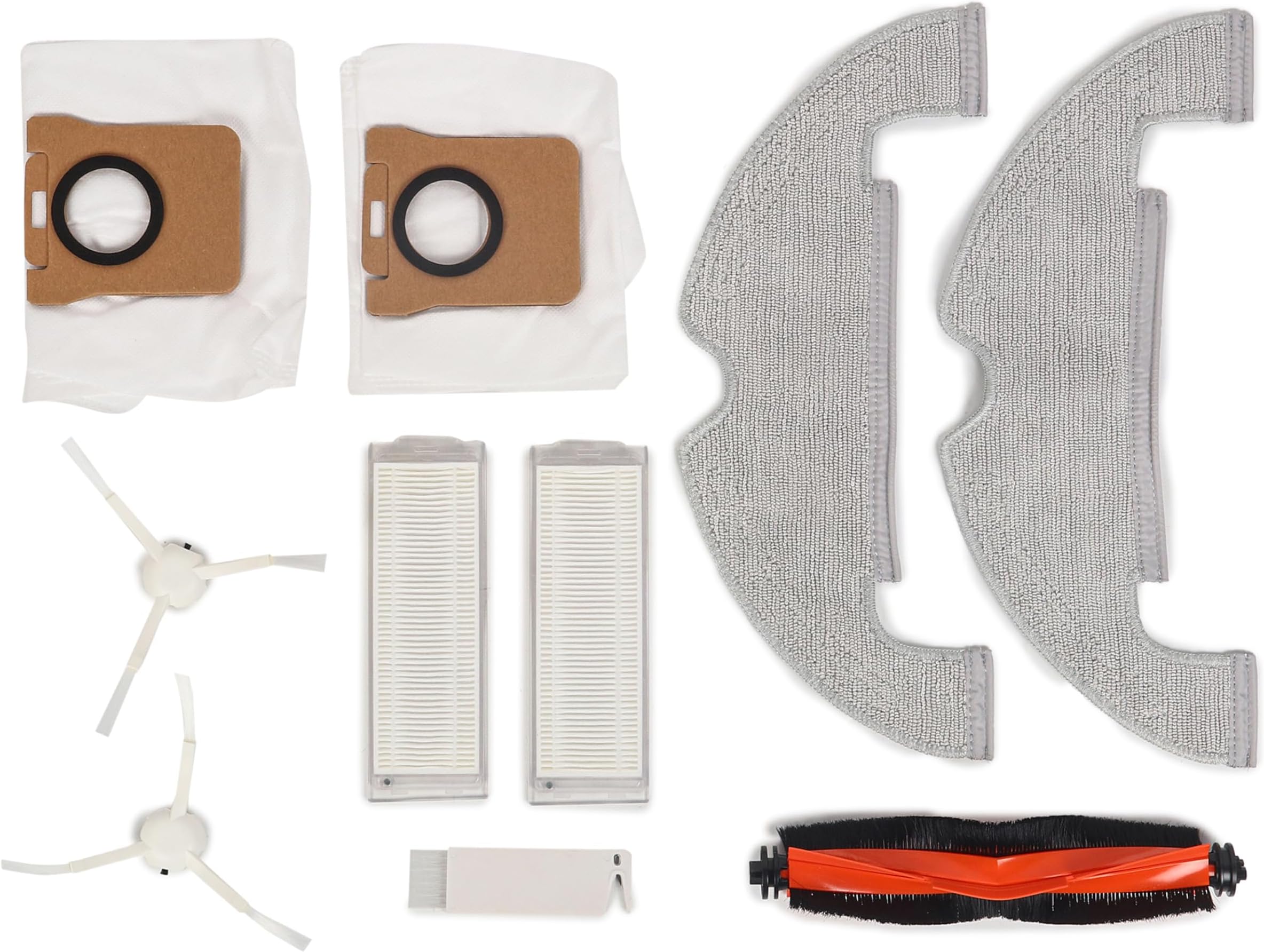 HOMES Vacuum Replenishment Kit | Replacement Parts Compatible with Mi Robot Vacuum X10 |Includes 1 Main Brush, 2 Spinning Brushes, 2 Mop Cloths, 2 Dust Bags & 2 Filters Full-Kit-X10-with-dustbag