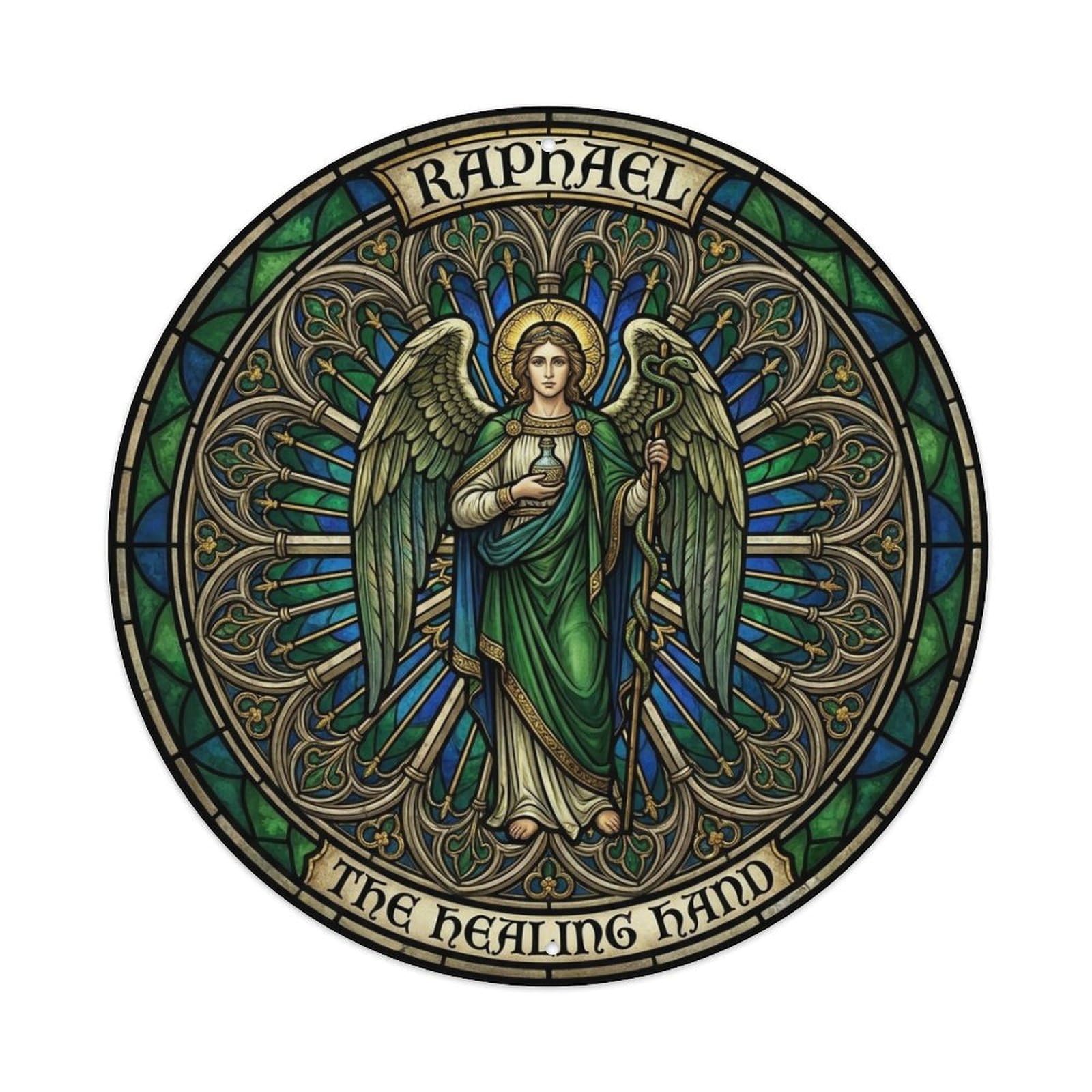 The Healing Hand Restoration Archangel Raphael Metal Tin Sign