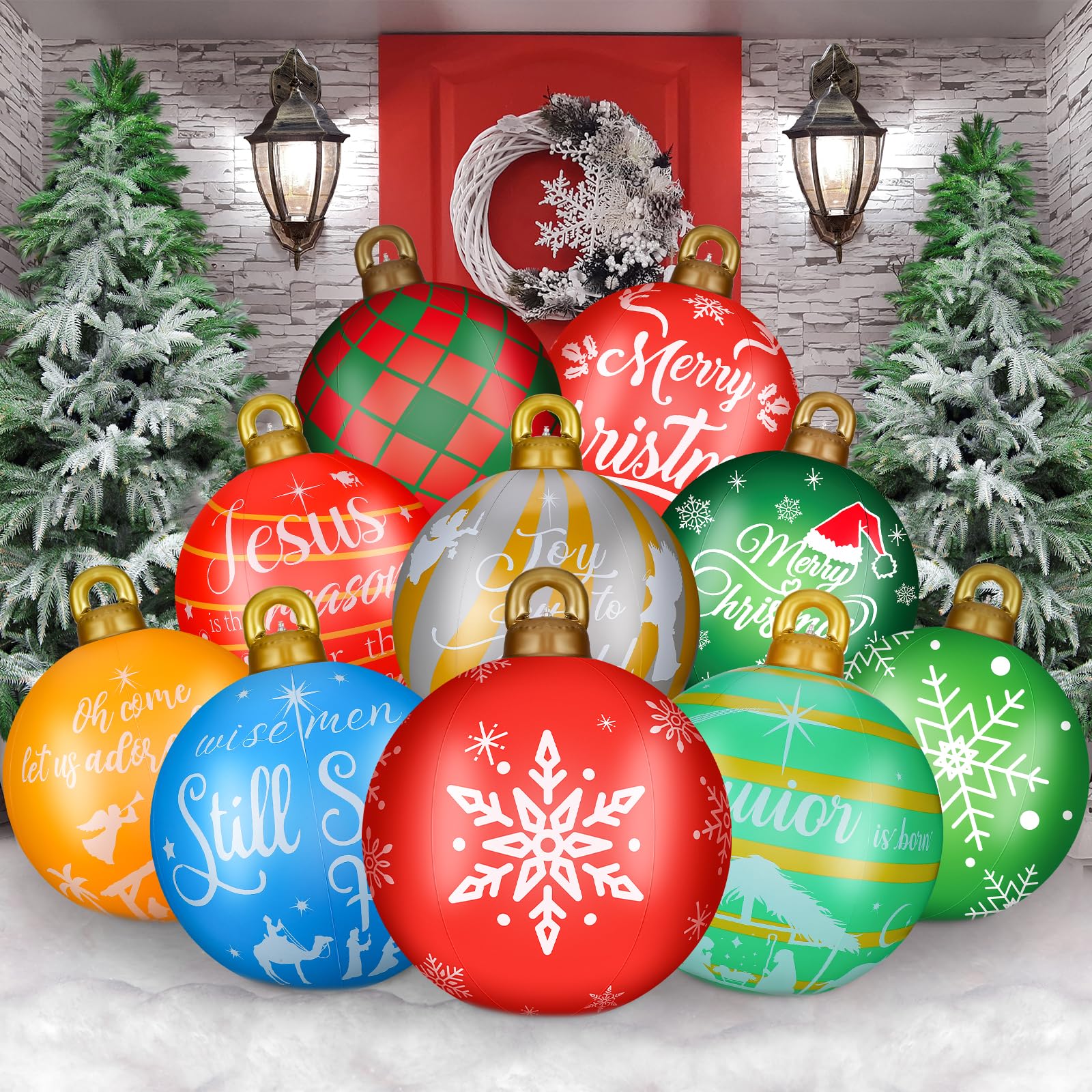 Boules de Noël géantes pour jardin féerique et grand décor de fête extérieur en lot de 10 Jetec