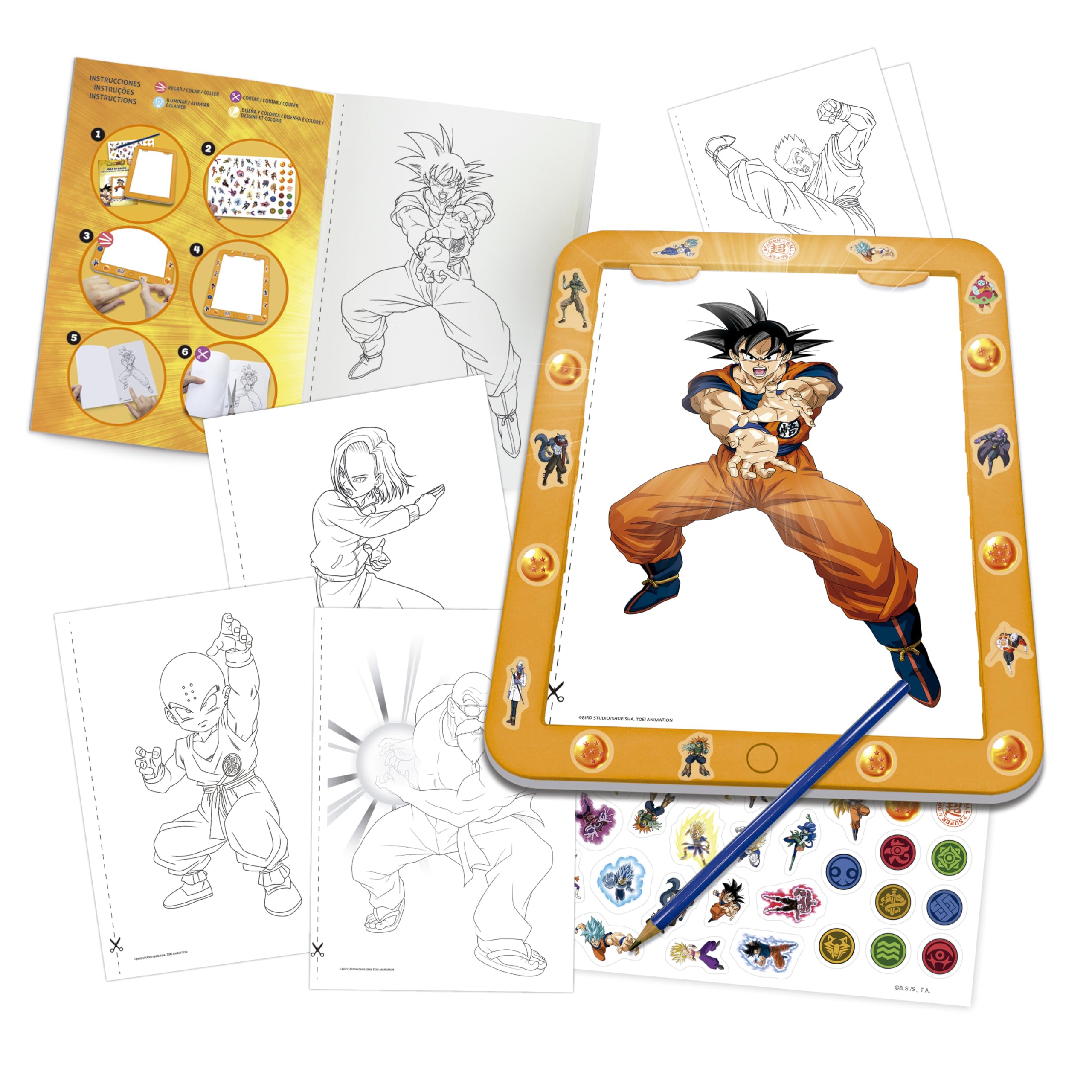 Educa Tablette à Dessin Lumineuse Dragon Ball 20439 Crée colorie décore à partir de 5 Ans