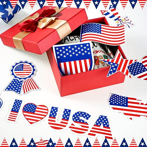 Miniatura 6 de Weewooday 12 imanes para refrigerador con la bandera estadounidense, imanes del 4 de julio, 250 aniversario, Día patriótico de Estados Unidos, Día