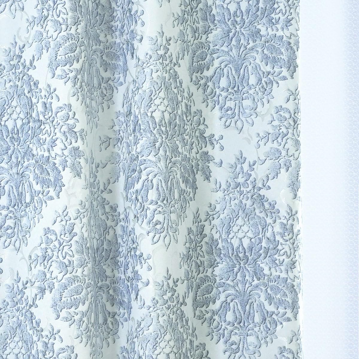 完全遮光100% 高級ジャガード プリント遮光カーテン ベルジーニ-グレー2枚組 完全遮光100% 高級ジャガード プリント遮光カーテン ベルジーニ-グレー