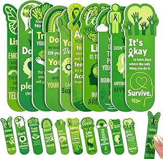 Loopeer 50 Pcs Mental Health Awareness Mini Nail Files Gifts Bulk Green Ribbon Nail Buffering Files for Health Awareness Public Activity Favors(50 Pcs,Green)
