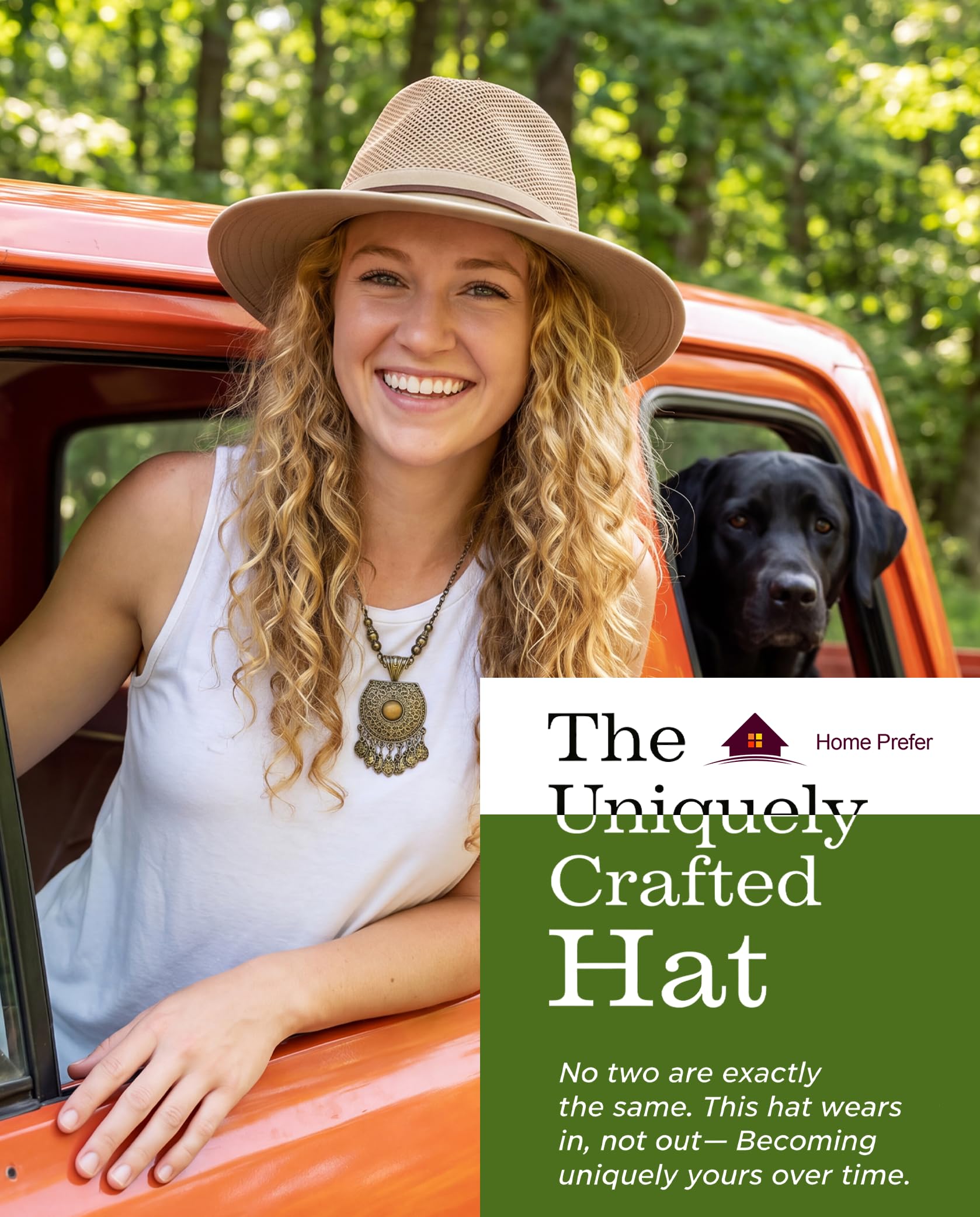 Home Prefer Chapeau Fedora d'été en coton à large bord pour homme et femme - Protection solaire UPF 50+ pour la pêche et la randonnée