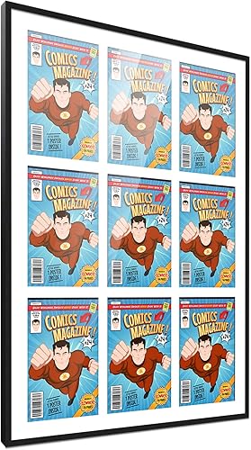 Miniatura 279 de Poster Palooza Marco de cómic con paspartú para 4 cómics de la era actual publicado después de 1985, marco de cómic negro para cómics de 6.875 x