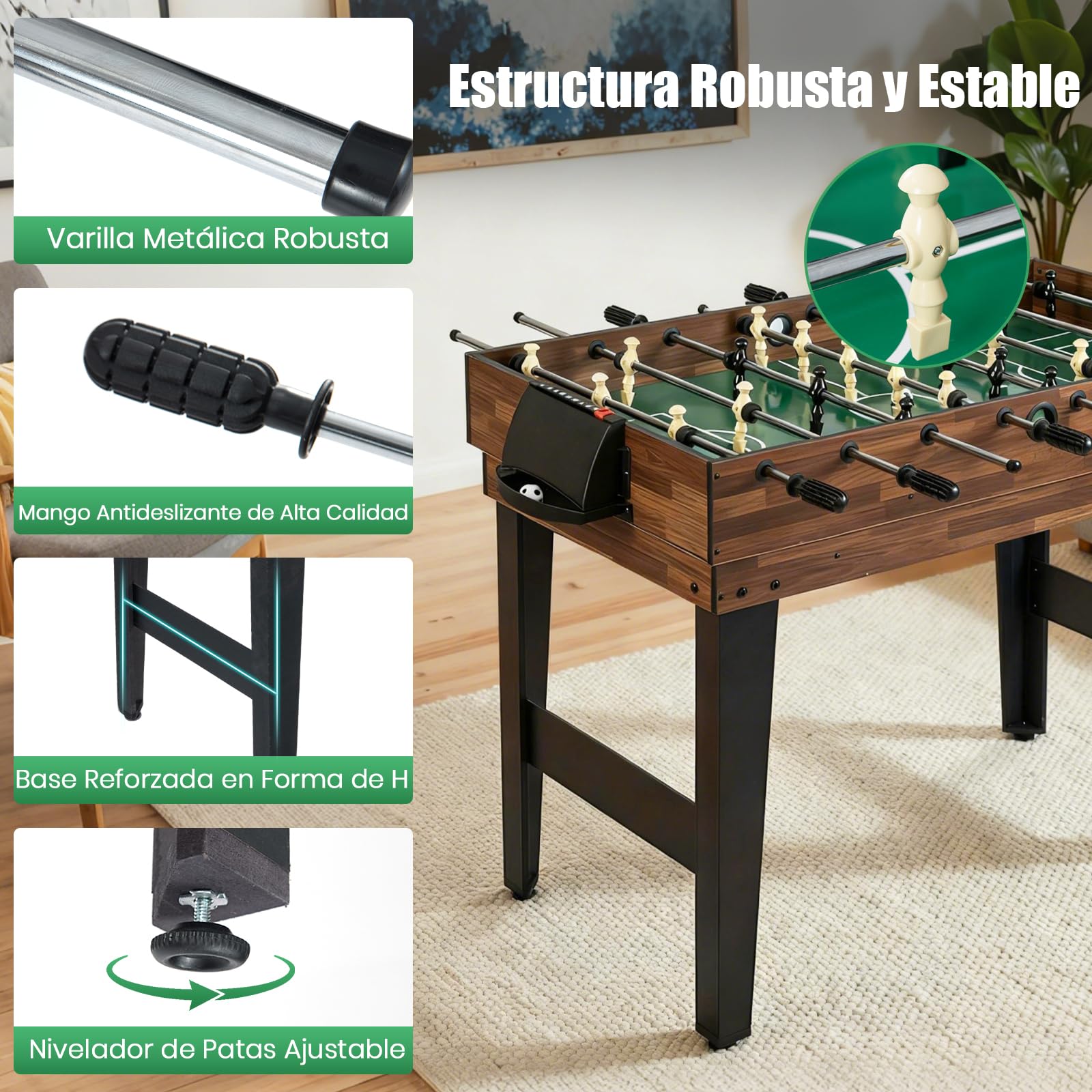 GOPLUS Mesa de Juegos 10 en 1, Mesa Multifuncional con Futbolín, Hockey de Aire, Billar, Ping Pong, Shuffleboard, Bolos, Ajedrez, Damas, Backgammon, Set Apilable para Hogar, Oficina, Bar